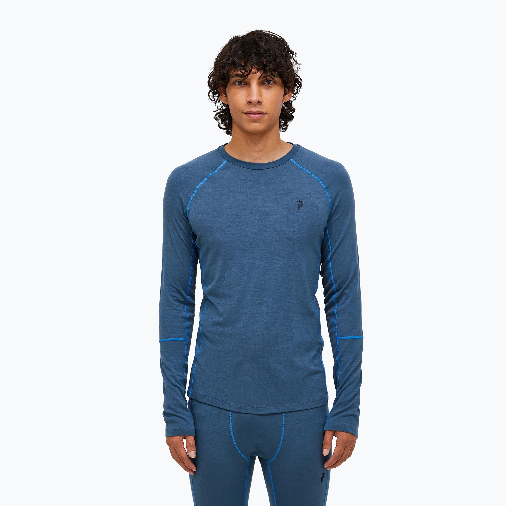 Maglia termica a manica lunga da uomo Peak Performance Magic Crew Wool-Blend Baselayer mountain lake