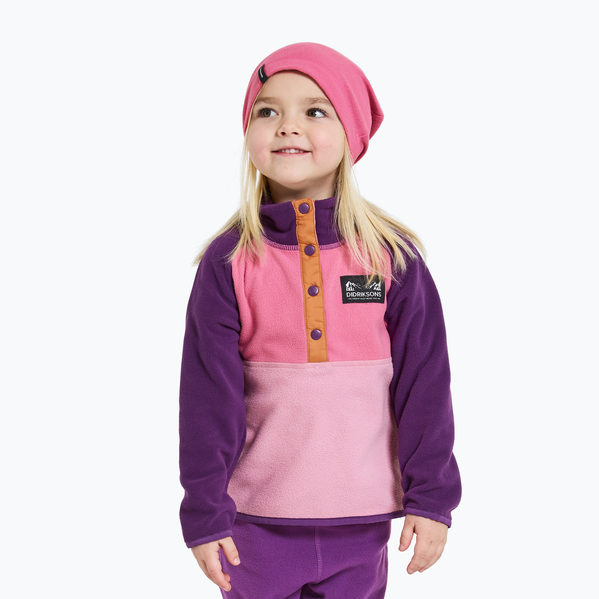 Bluza polarowa dziecięca Didriksons Monte Half Button light heather pink 