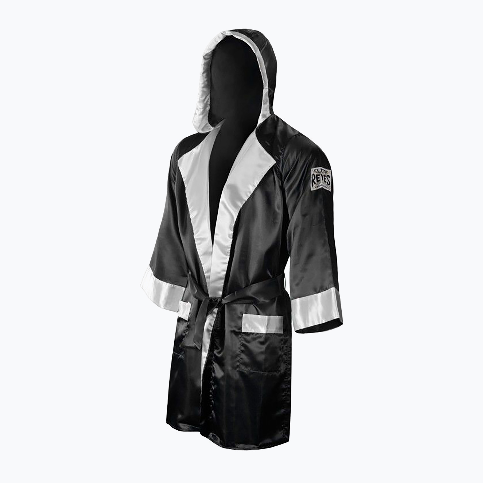 Szlafrok bokserski Cleto Reyes Satin Boxing Hoodie black/white 