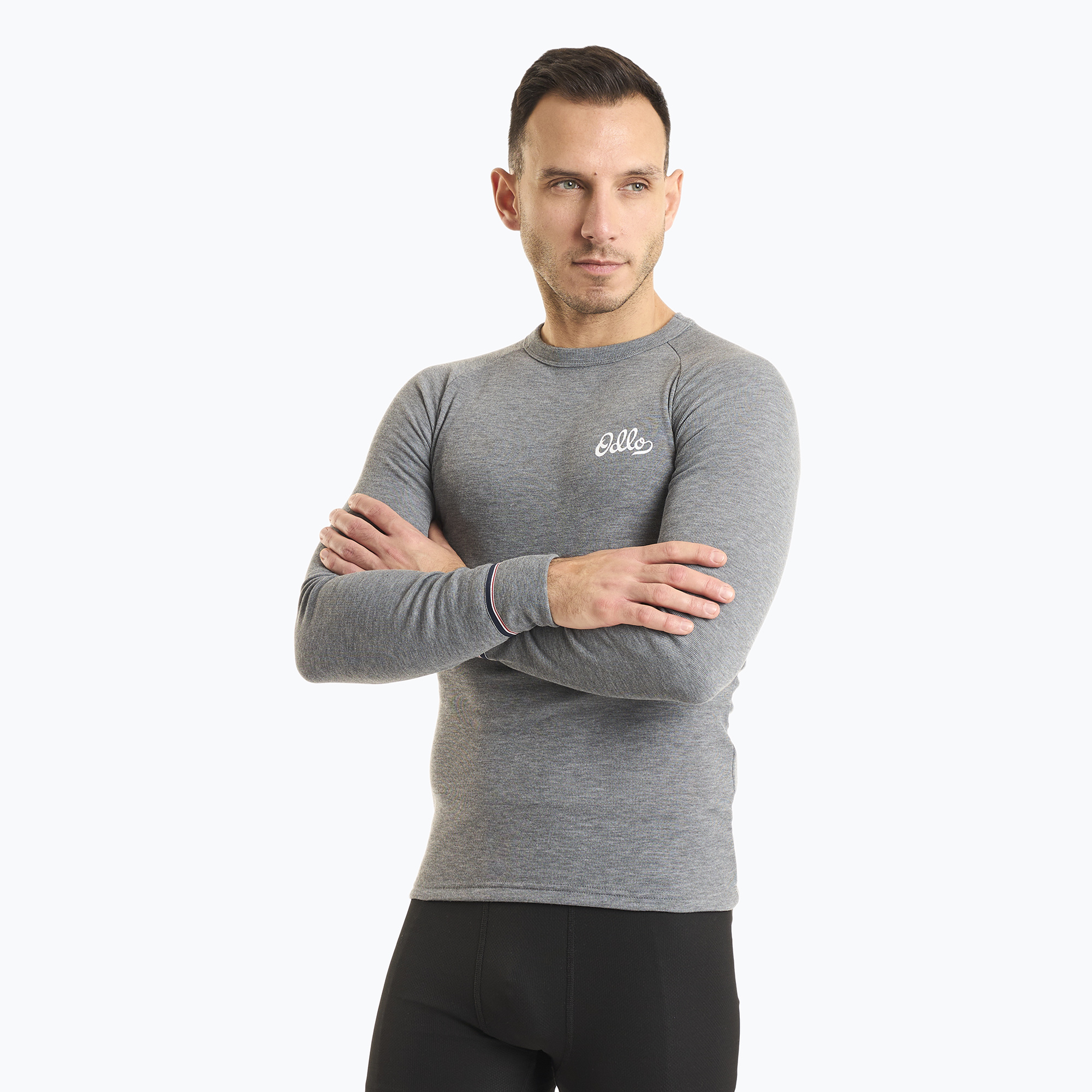 Pánsky termoaktívny longsleeve ODLO Active Warm Originals Bl Top Crew Neck odlo steel grey melange (Active Warm Originals Bl Top Crew Neck 159292/