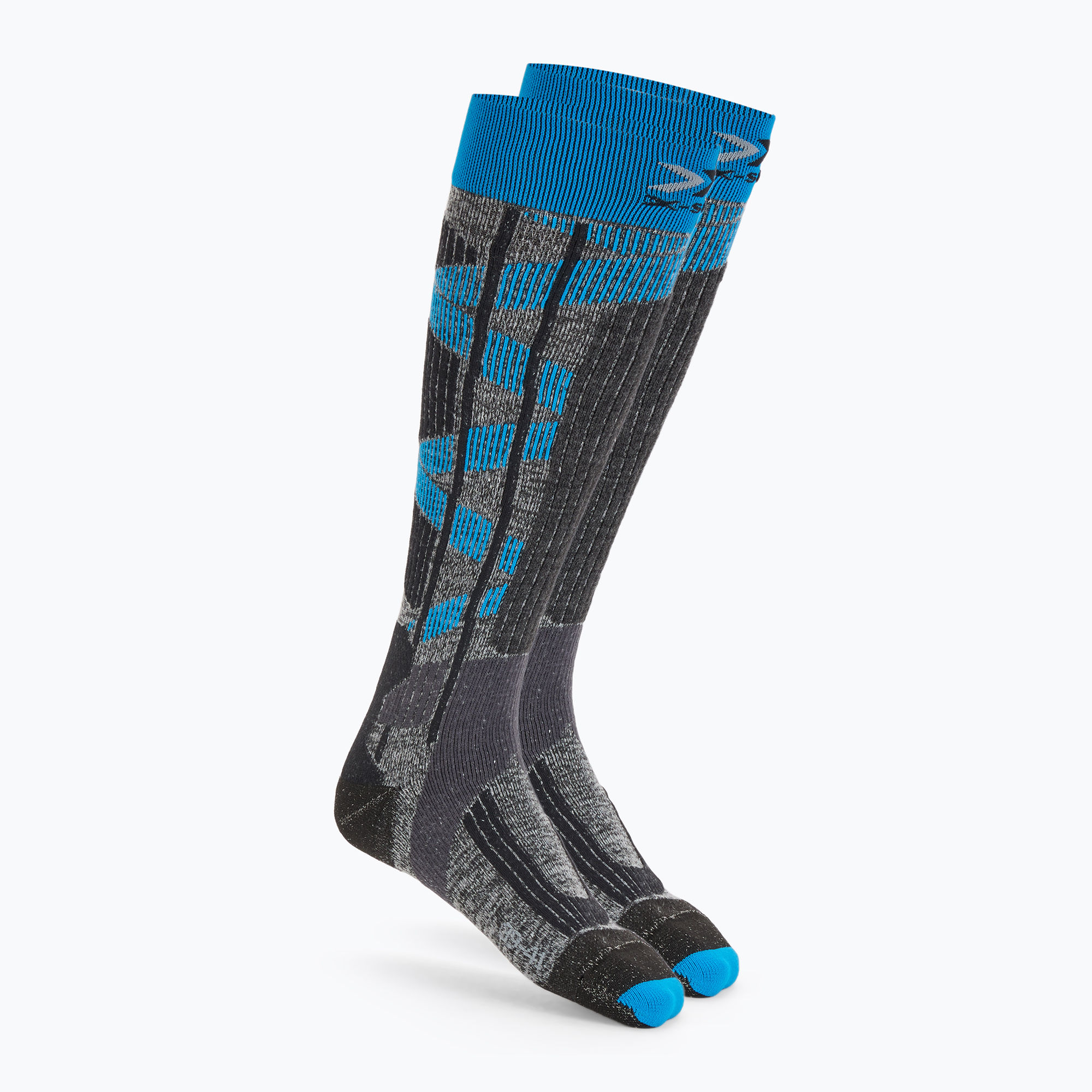 Lyžiarske ponožky X-Socks Ski Rider Silver 4.0 stone grey melange/turquoise (Ski Rider Silver 4.0 SMKRW19U)