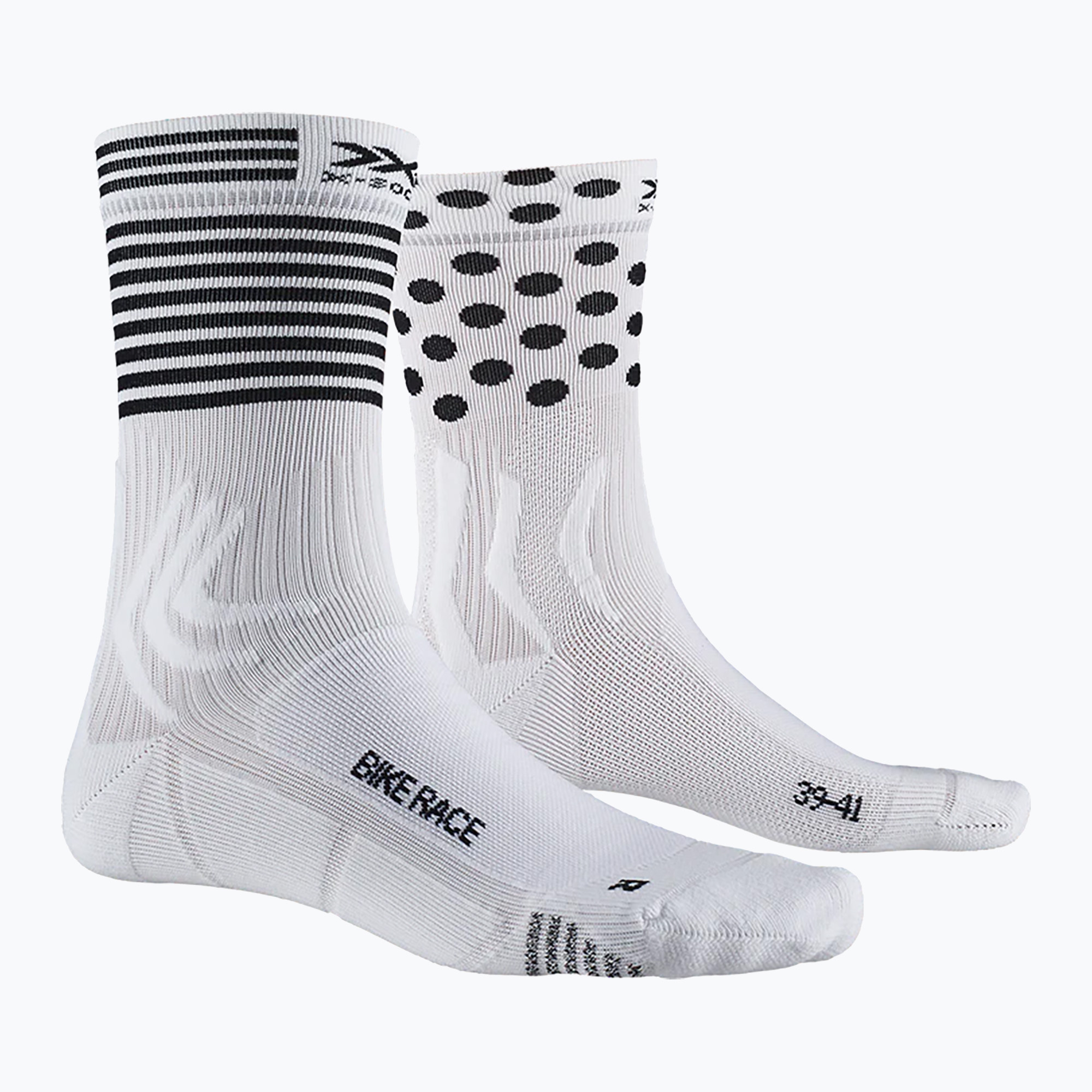 X-Socks bicycle Race 4.0 artcic white/dot/stripe cycling socks (45-47 EU)