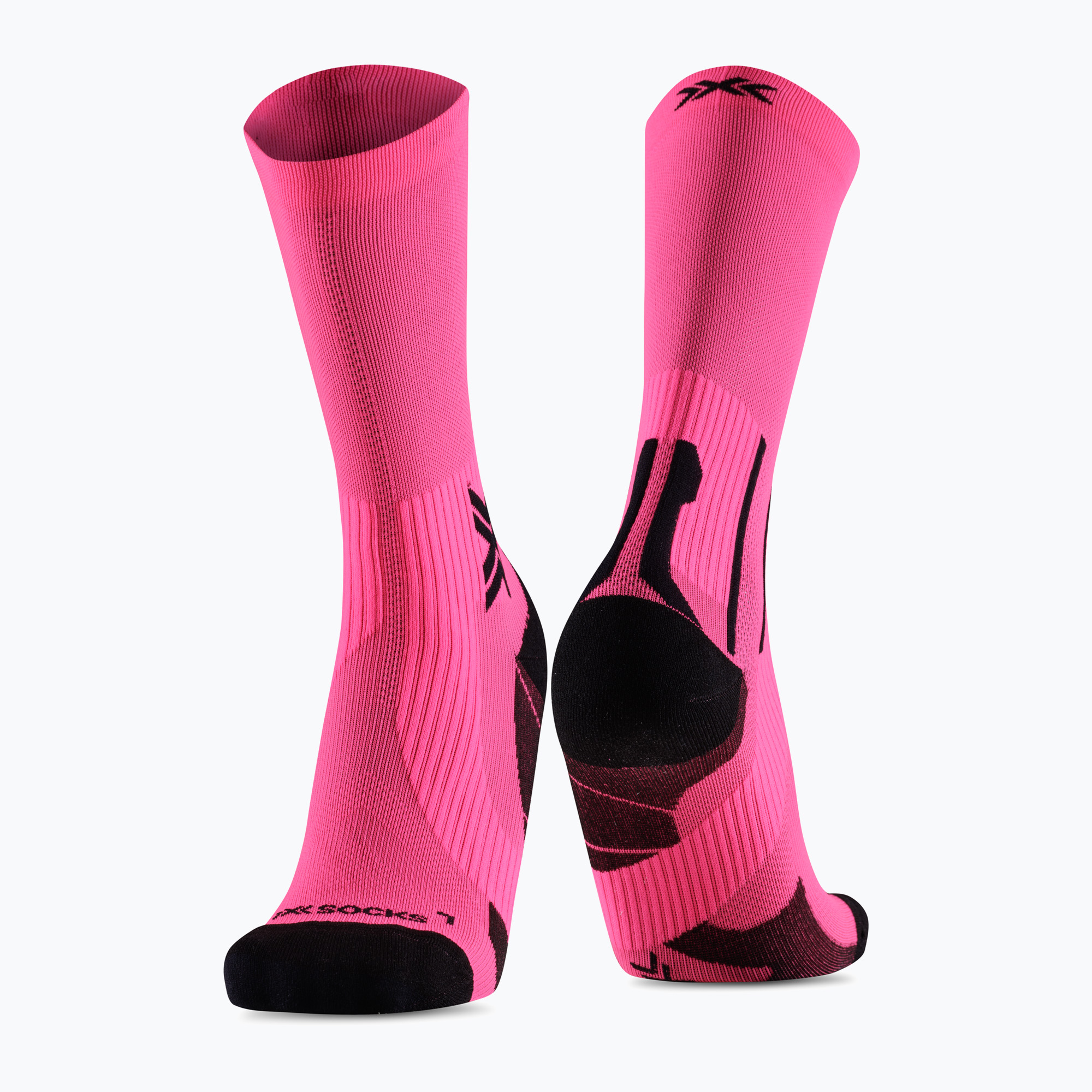 Мъжки чорапи X-Socks Run Perform Crew fluo pink/x black