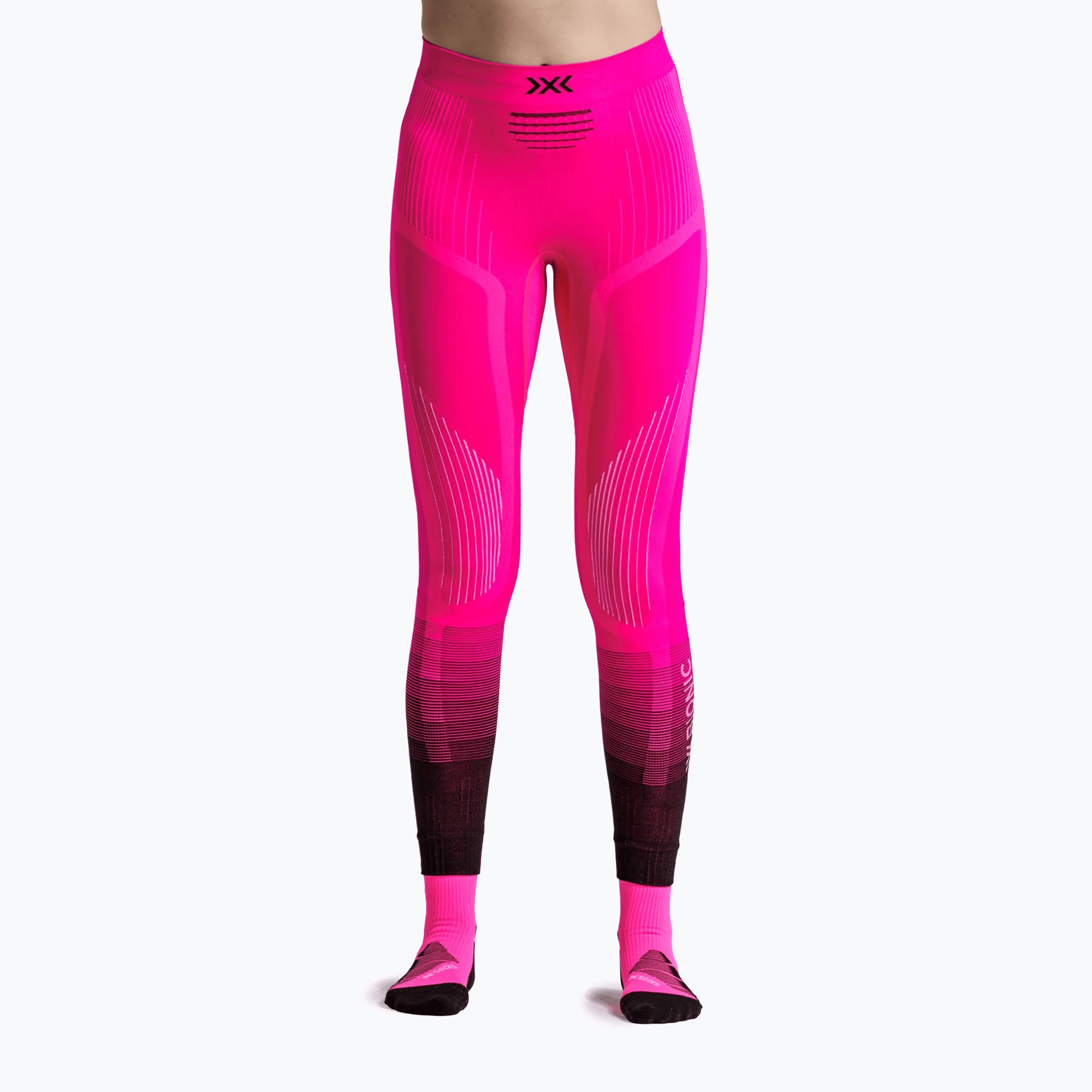 Pantaloni termoactivi pentru femei X-Bionic Invent Graphics fluo pink/x white
