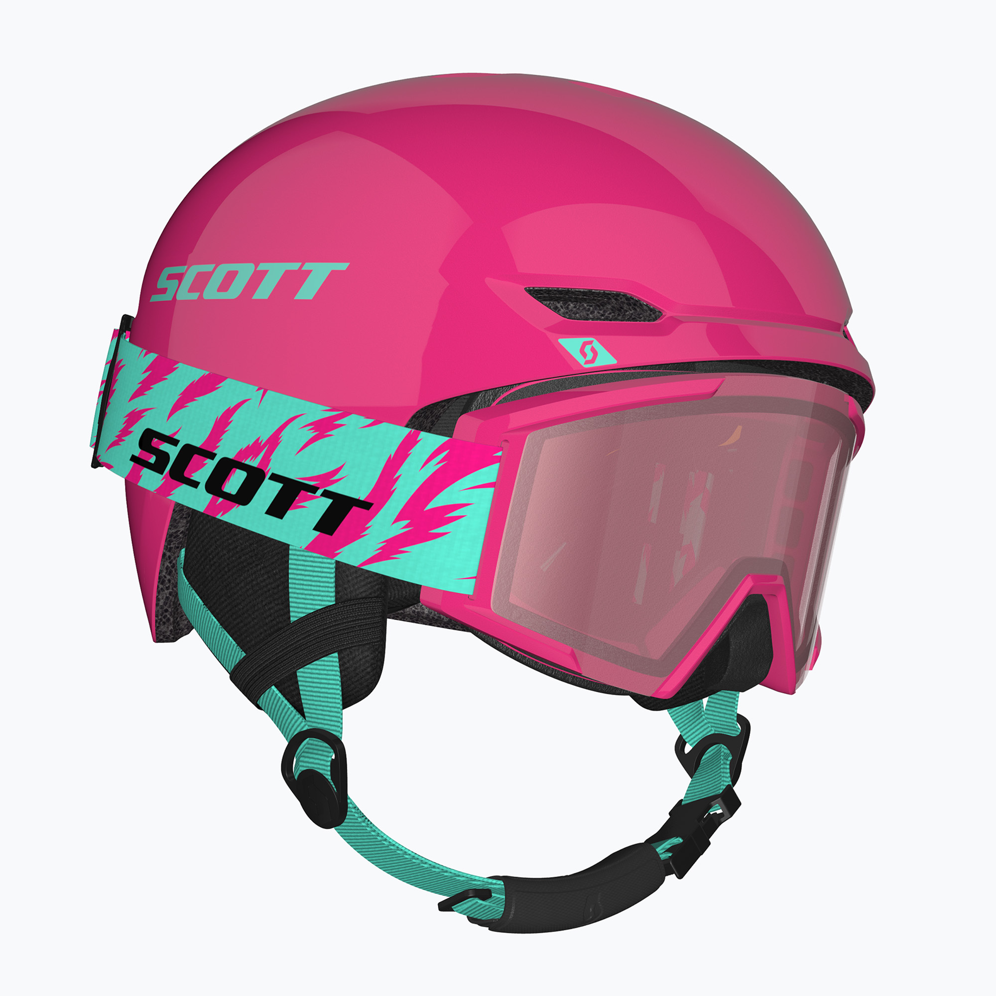 Детска скиорска каска SCOTT Track   Gogle Factor Pro Combo neon pink/mint green