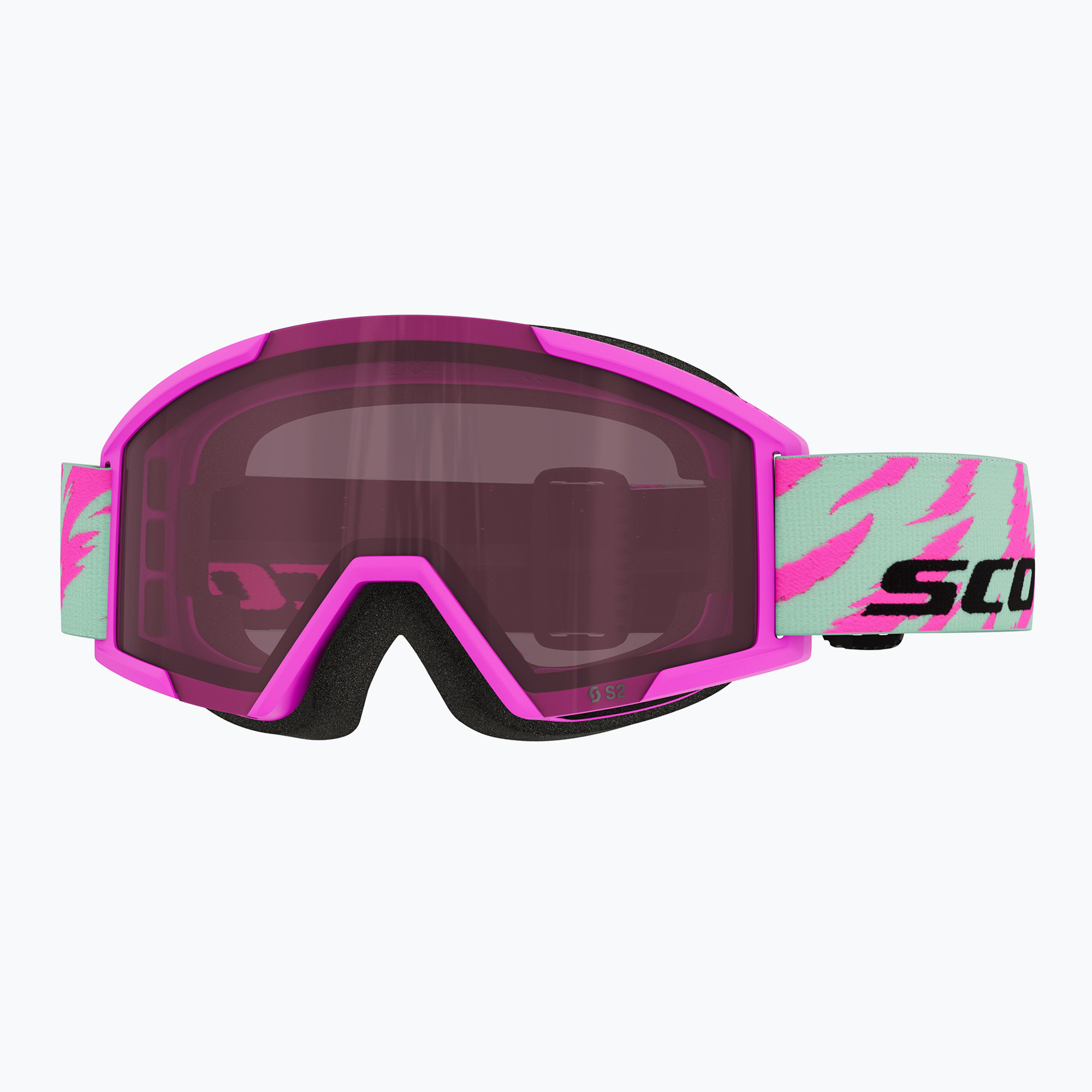 Детска скиорска маска SCOTT Shield neon pink/mint green/rose