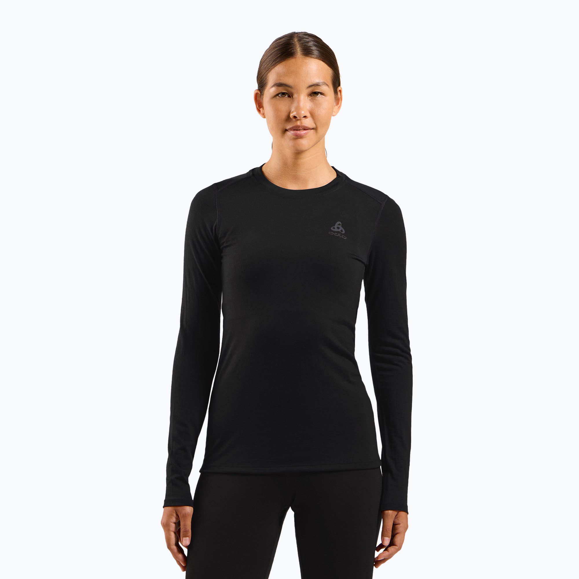 Dámska termoaktívna mikina ODLO Merino 160 Bl Top Crew Neck black