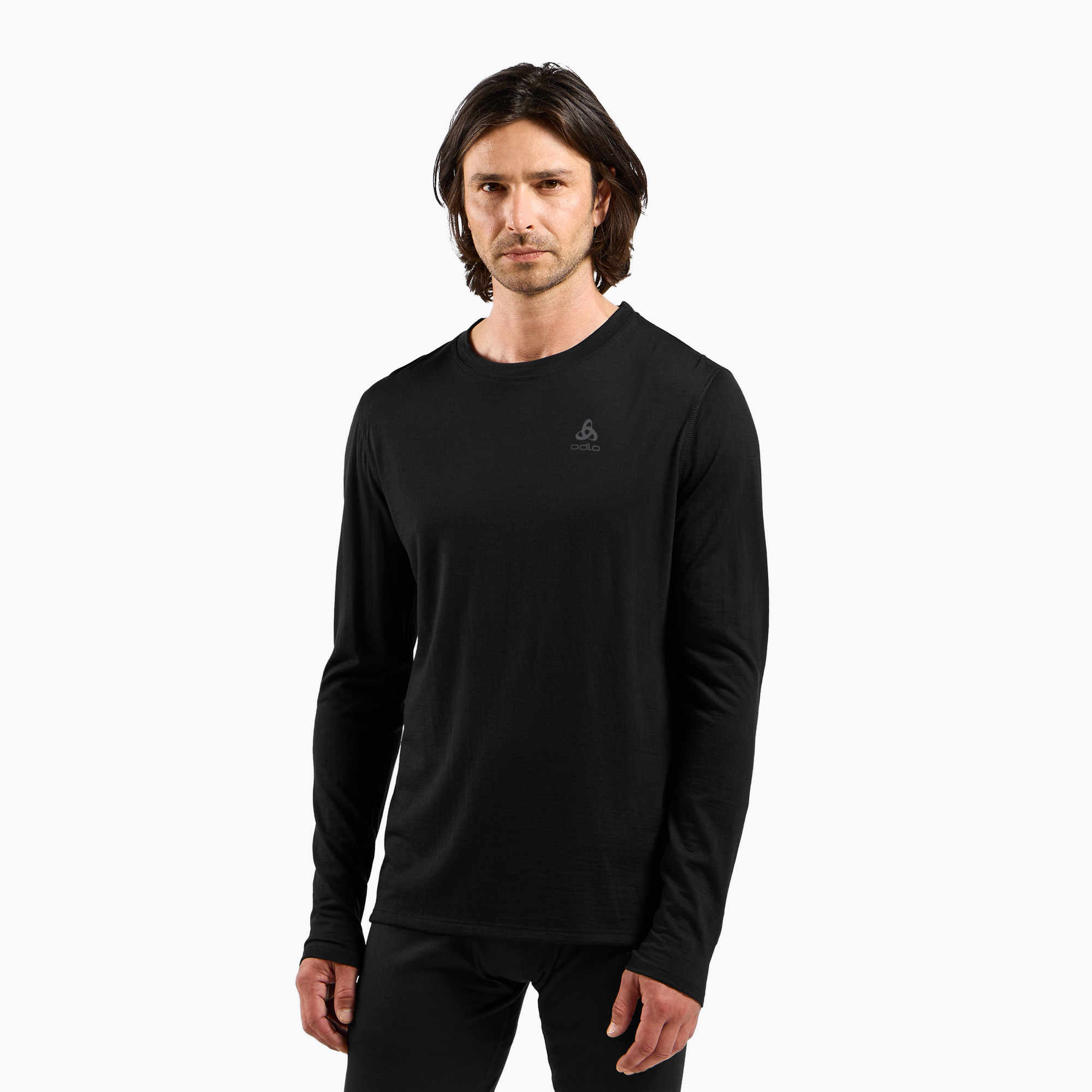 Pánske termo tričko longsleeve ODLO Merino 160 Bl Top Crew Neck black (Merino 160 Bl Top Crew Neck LS 112272/15000)