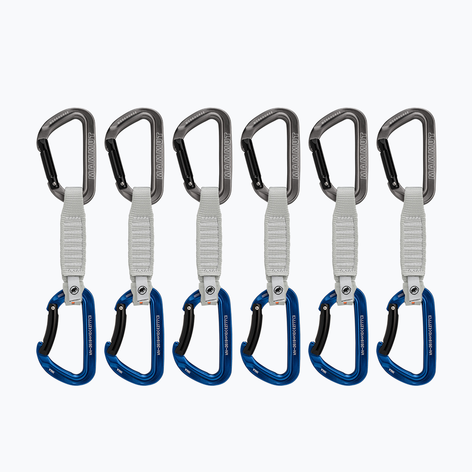 Ekspresy wspinaczkowe Mammut Workhorse Keylock 12 cm Quickdraws 6 szt. grey/blue 