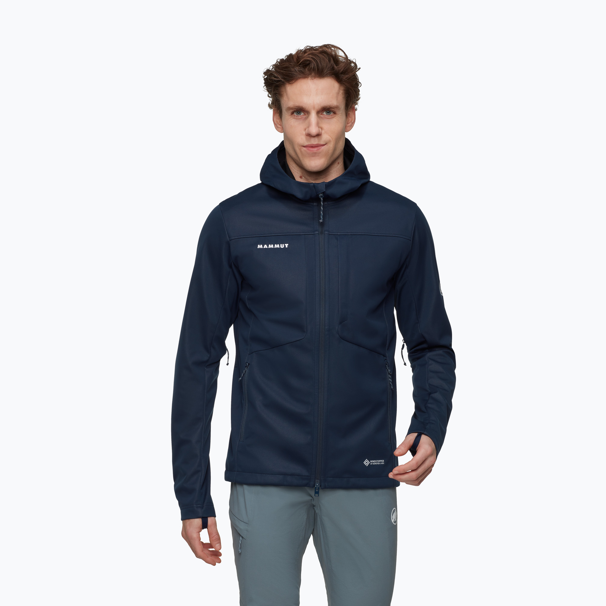 Kurtka softshell męska Mammut Ultimate VIII Softshell Hooded marine 