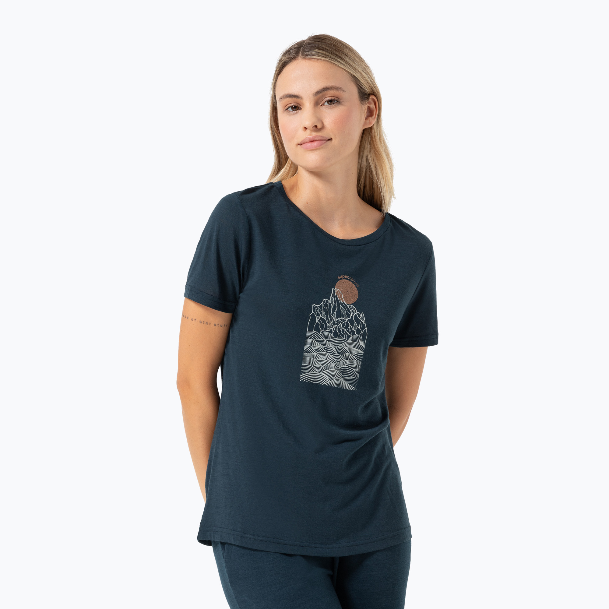 Koszulka damska super.natural Preikestolen Cliffs Tee blueberry/feather grey/copper 