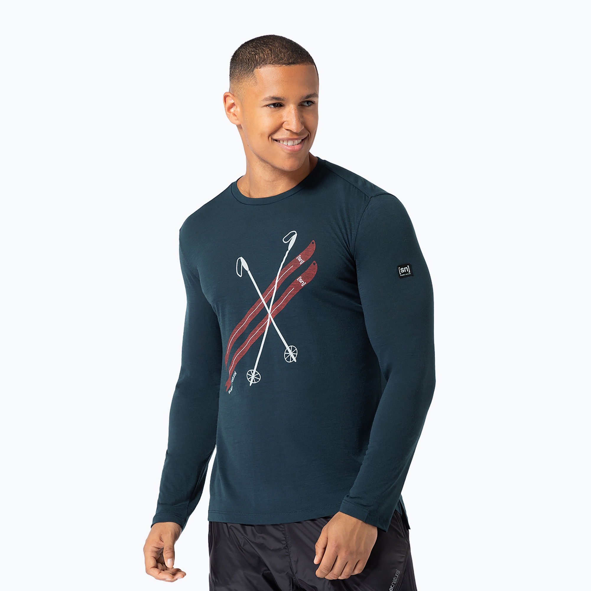 Longsleeve męski super.natural Kryssede Ski blueberry/fresh white/high risk red 