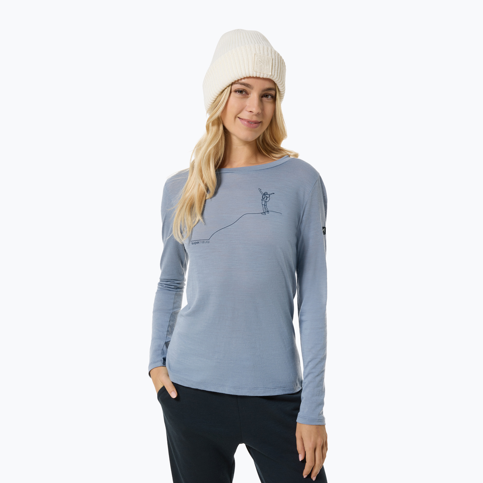 Longsleeve damski super.natural Bergglück flint stone/blueberry 