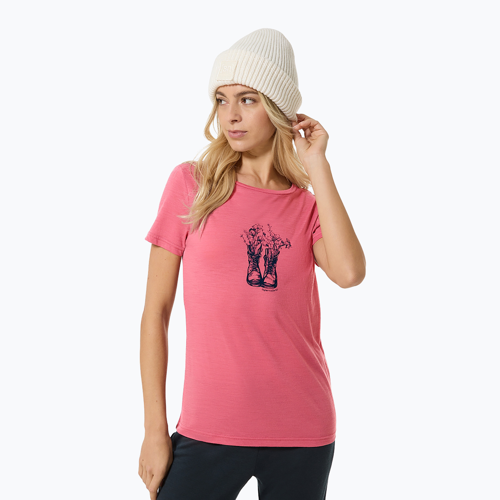 Koszulka damska super.natural Flower Boots Tee mauvewood/blueberry 