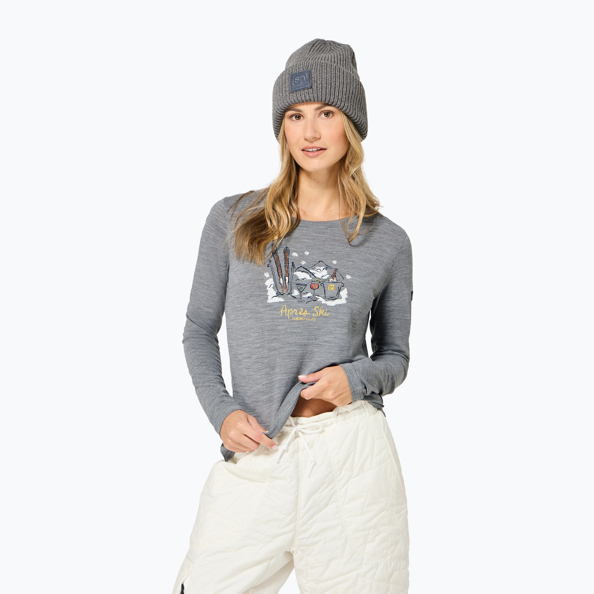 Дамска блуза с дълъг ръкав super.natural Apres Ski cashmere grey melange/various