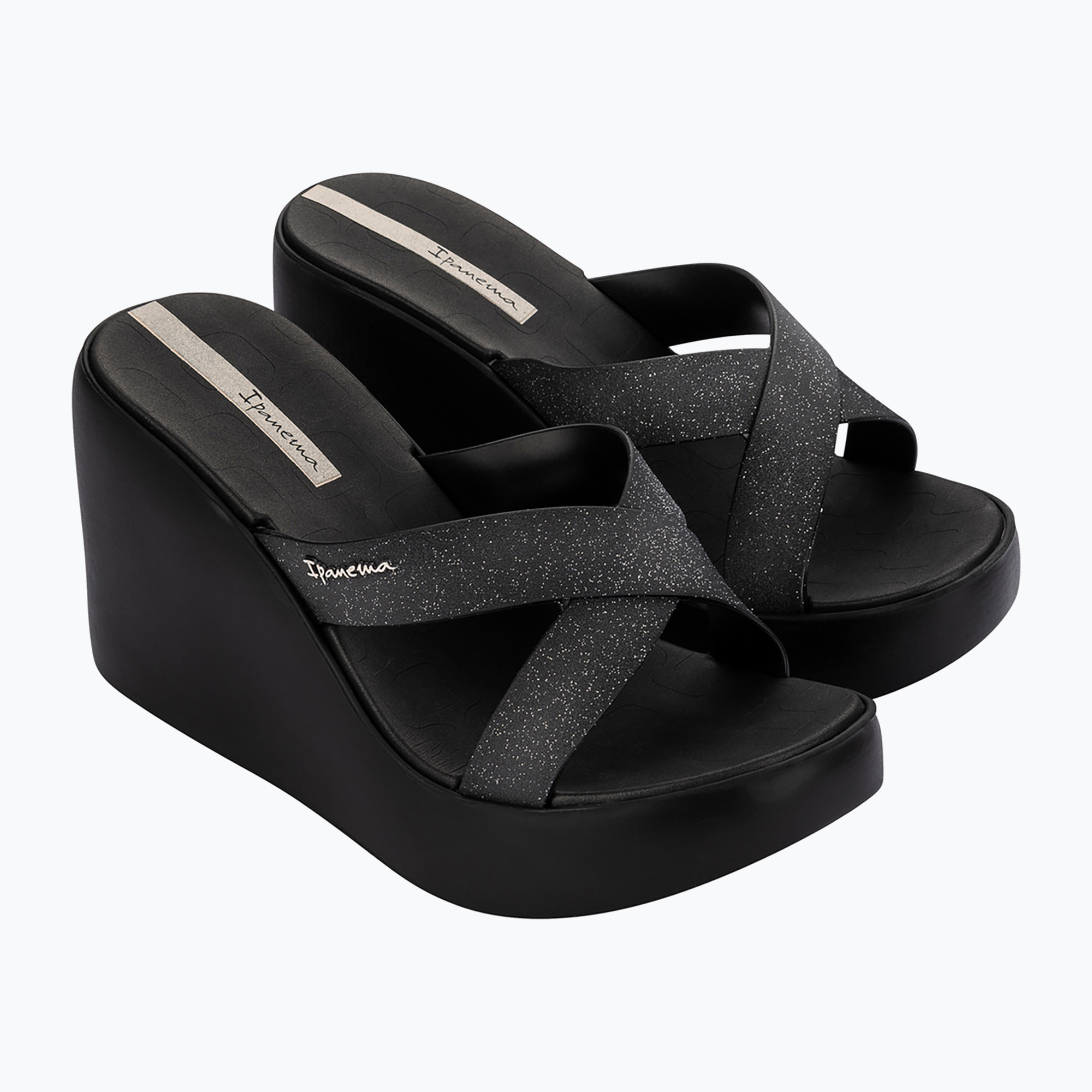 Klapki damskie Ipanema High Fashion II Slide black/glitter/beige 