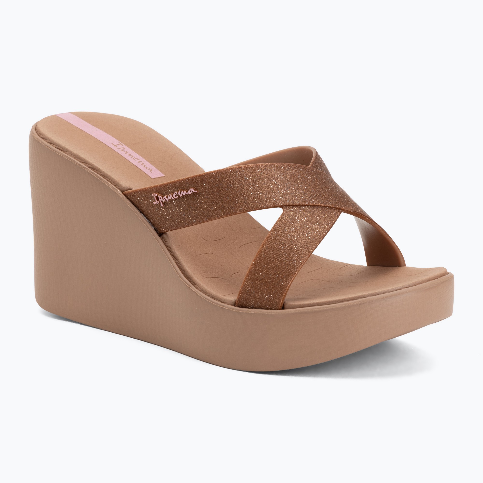 Klapki damskie Ipanema High Fashion II Slide brown/glitter/pink 