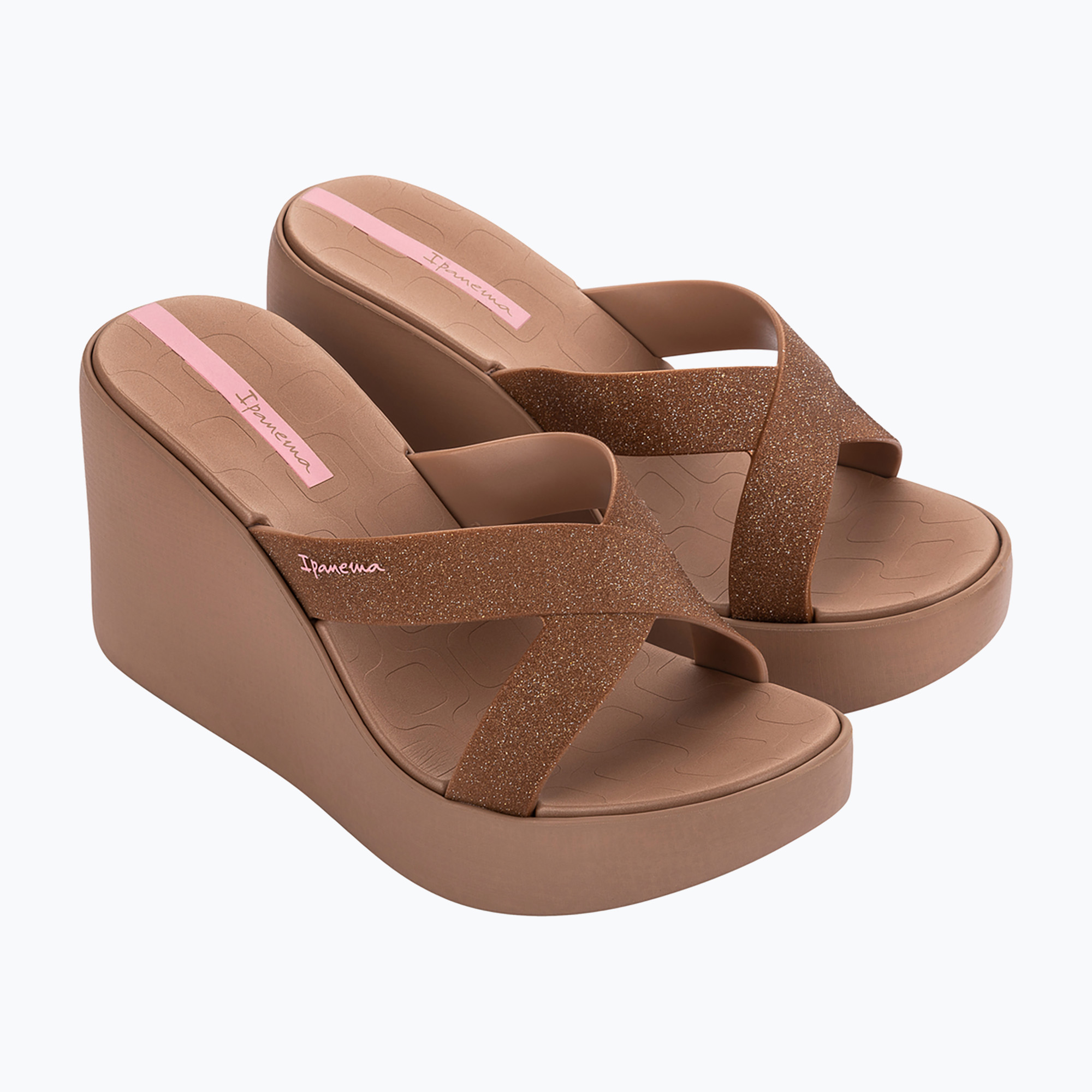 Klapki damskie Ipanema High Fashion II Slide brown/glitter/pink 