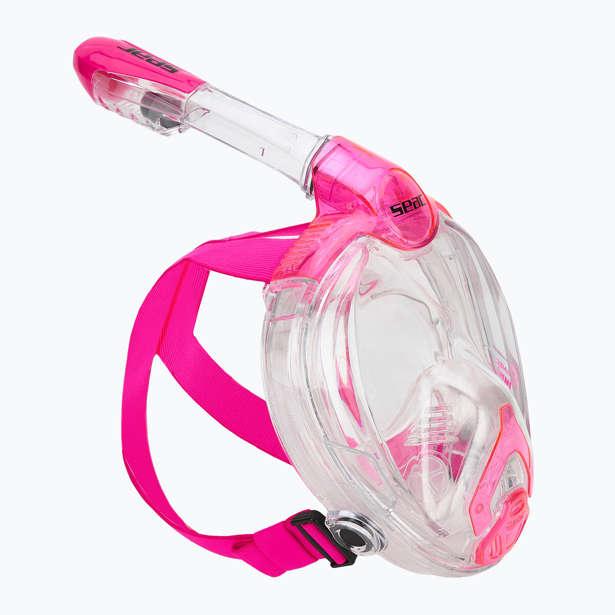 Детска целолицева маска за шнорхелинг SEAC Magica black silicone/pink