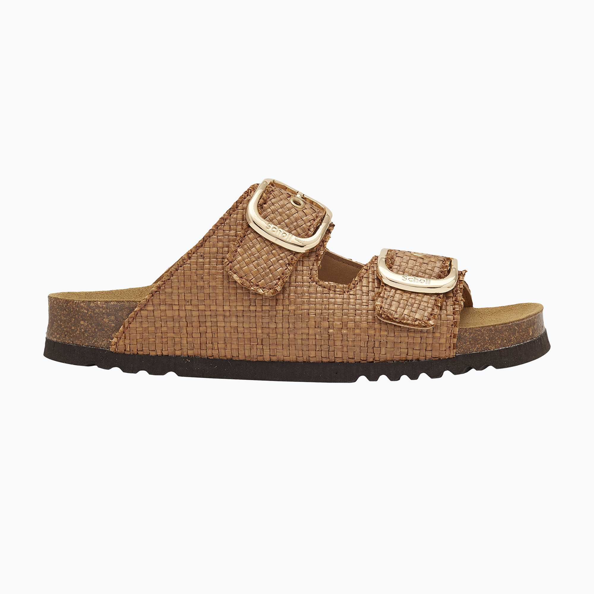Klapki damskie Scholl Noelle Raffia cognac 