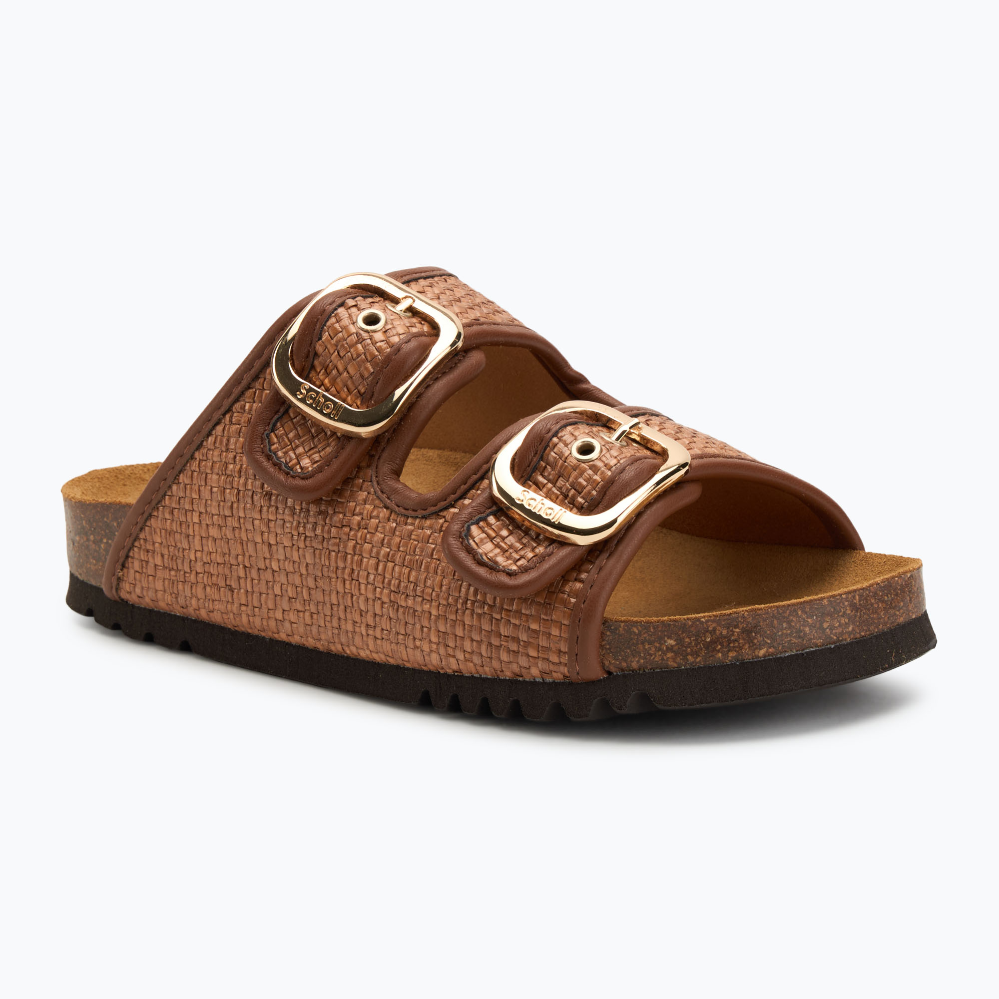 Klapki damskie Scholl Noelle Raffia cognac 