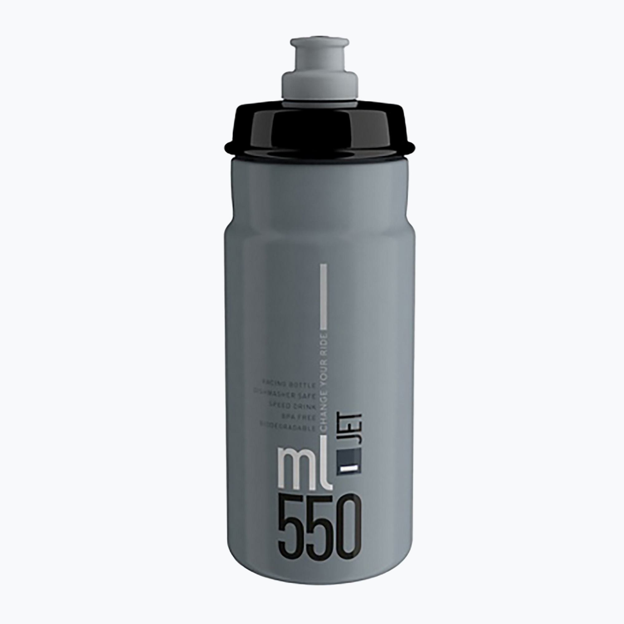 Велосипедна бутилка Elite Jet 550 ml сиво/черно лого