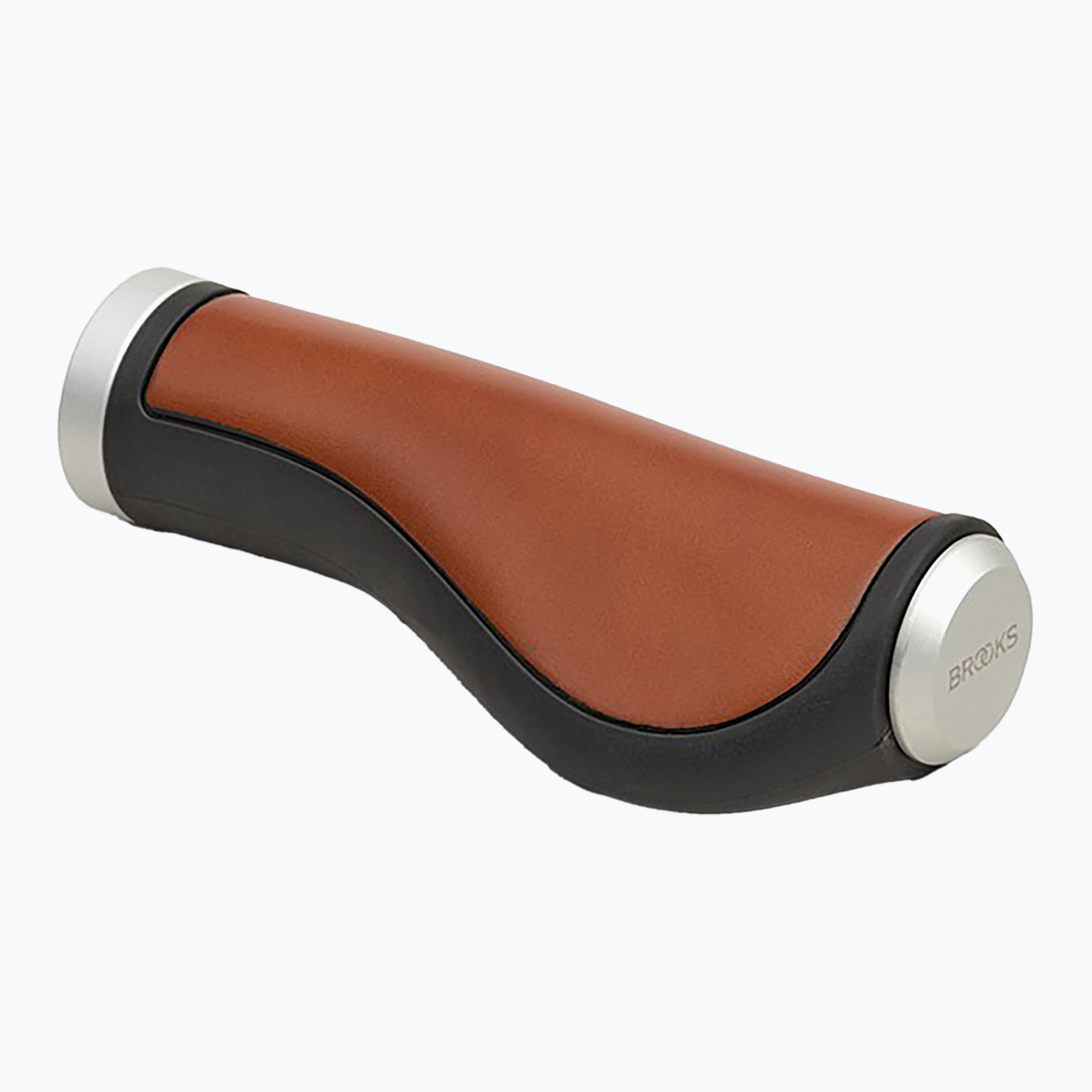 Brooks England Manopole ergonomiche per manubri in pelle al miele (100/130 mm) (Ergonomic Leather BRS-BLG7LL0A07203)