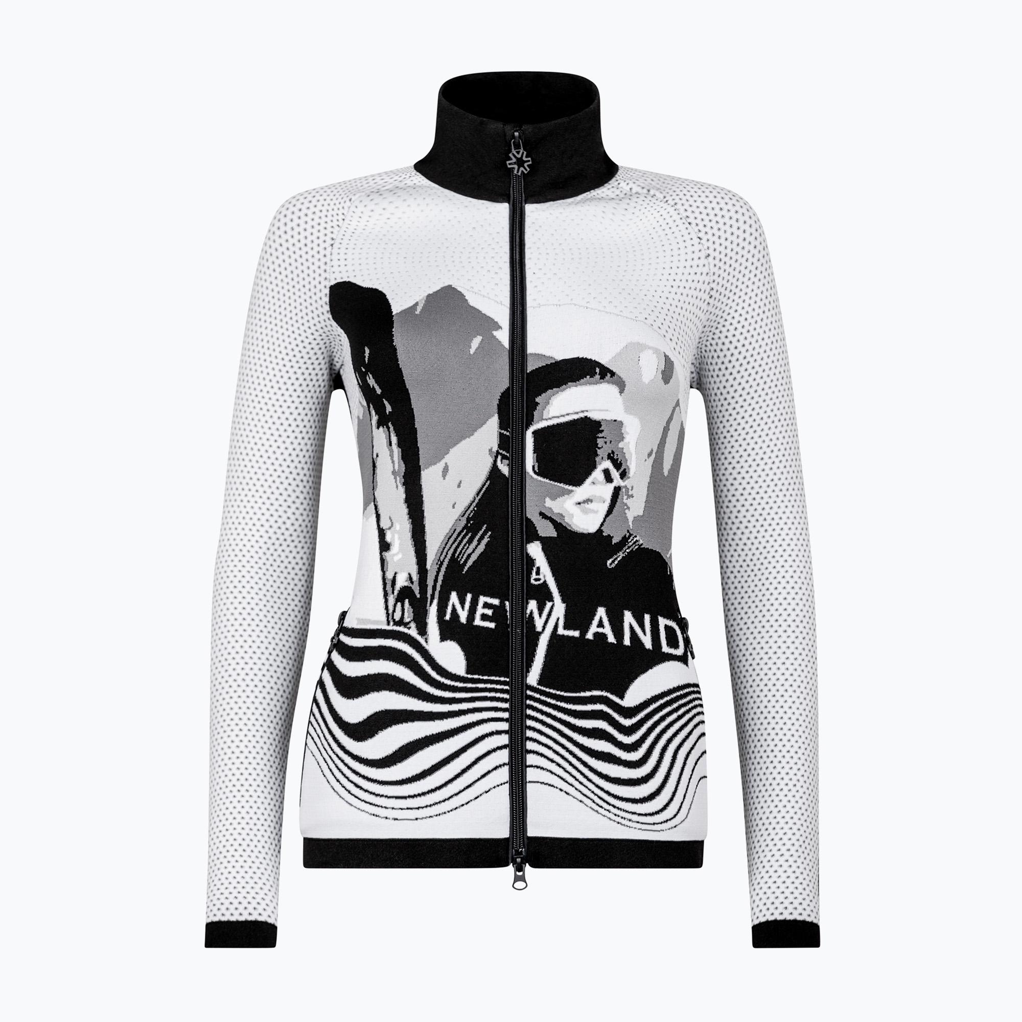 Felpa termica da donna Newland Cordelia Full Zip nero/bianco (M) (Cordelia Full Zip N4-6527-108)