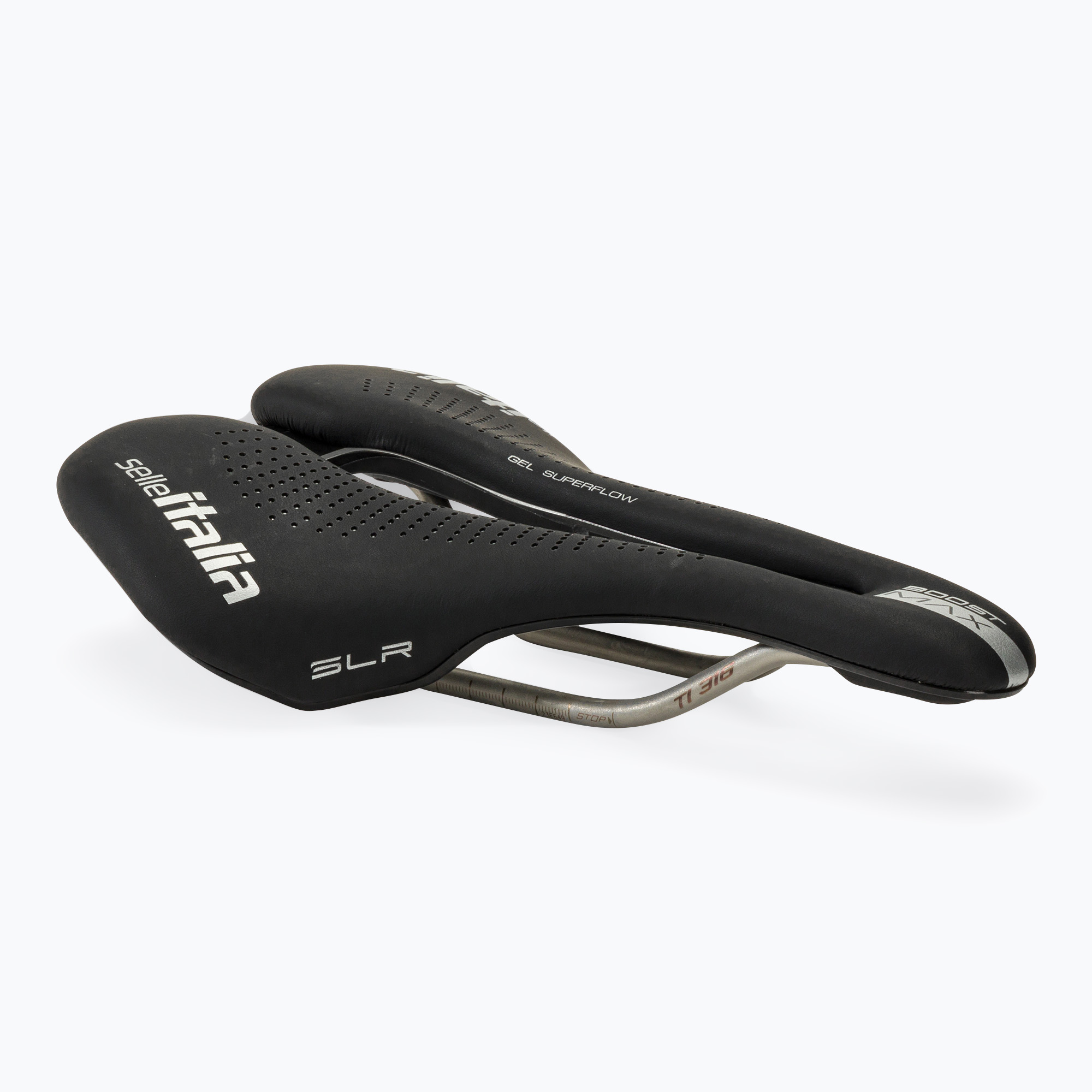 Седалка за велосипед Selle Italia Max SLR Boost Gel Superflow, TI 316 Rail, Fibra-Trek, Light Gel черна