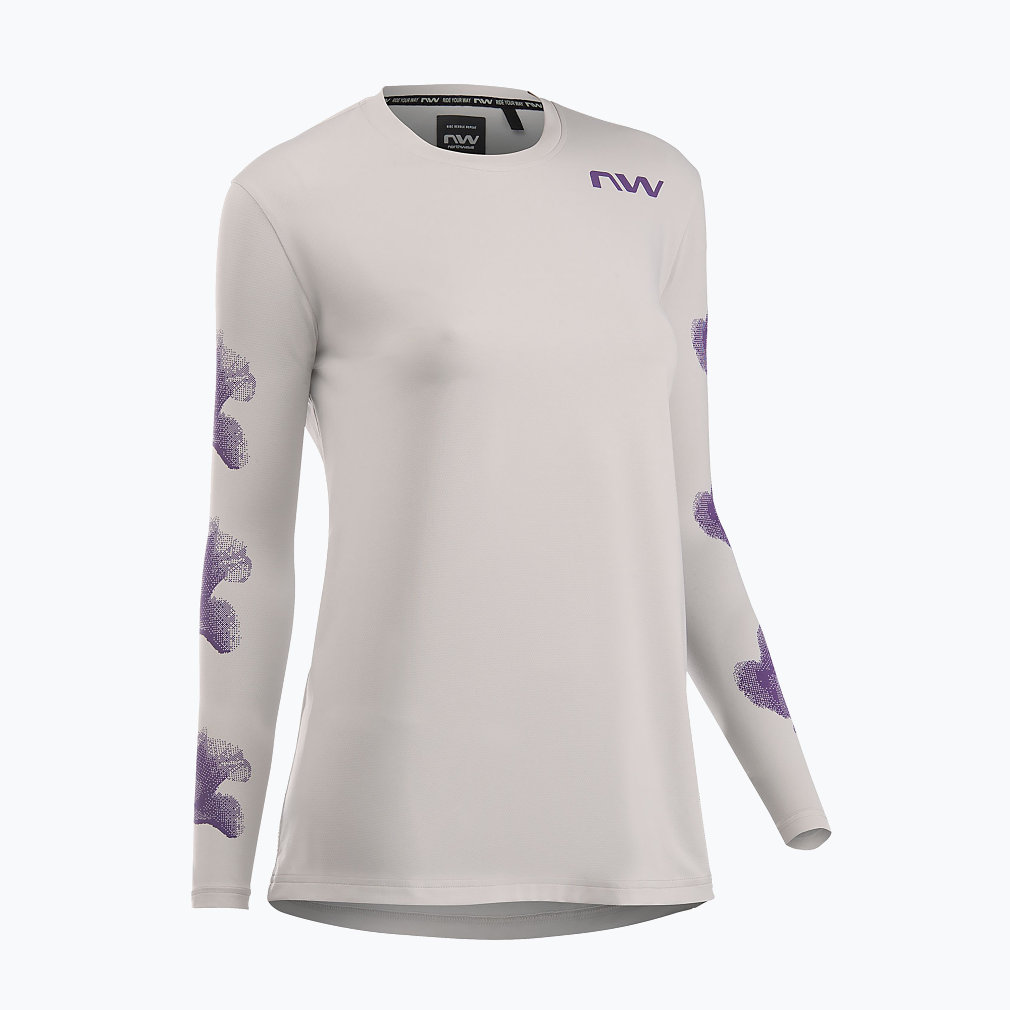 Dámske cyklistické tričko s dlhým rukávom Northwave Xtrail light grey/dark purple (Xtrail 89231029)