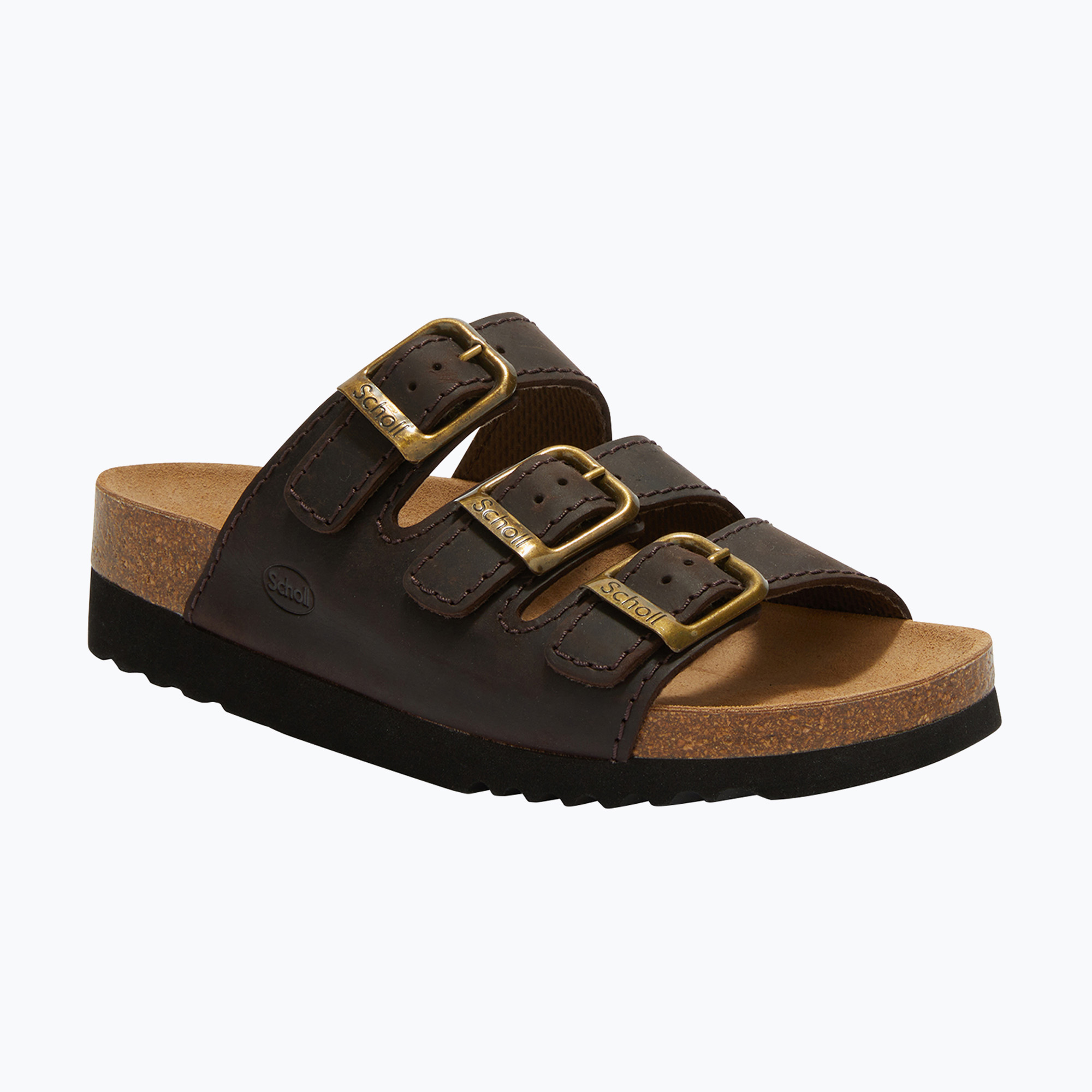 Klapki damskie Scholl Rio Wedge Ad Med dark brown 
