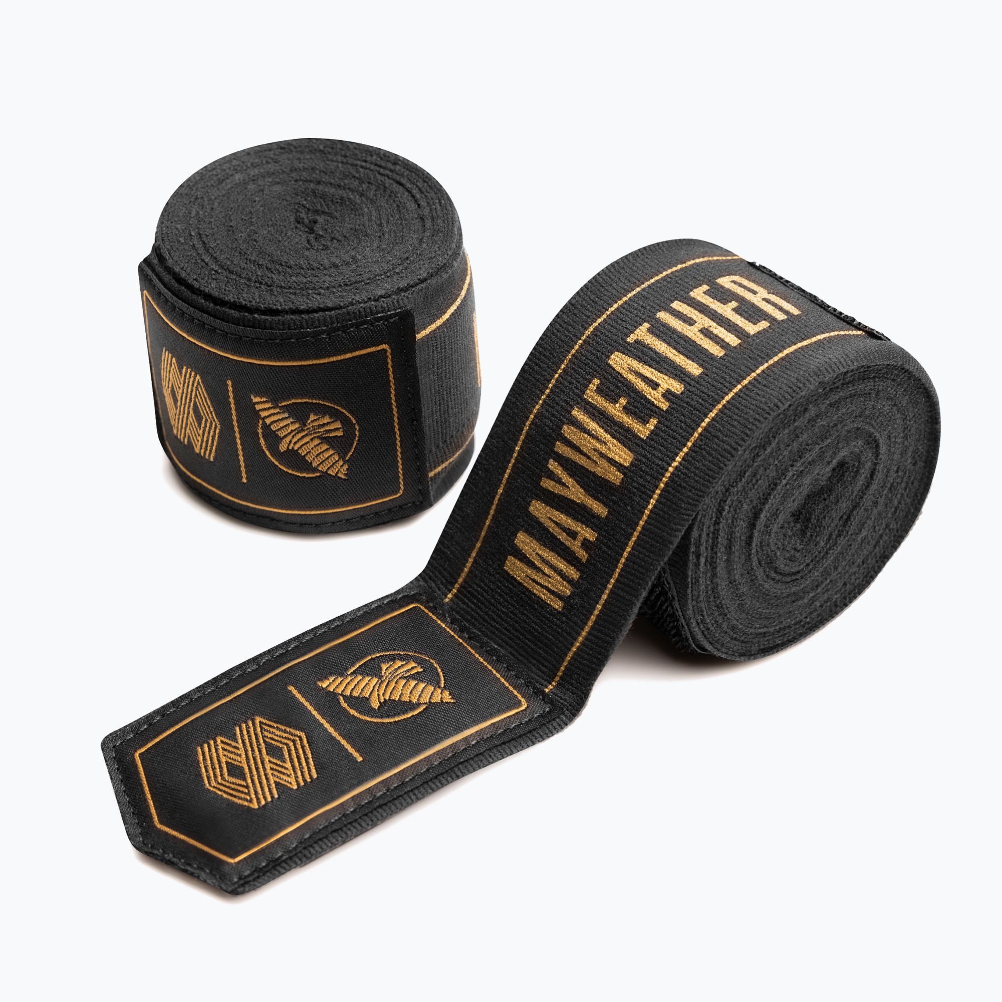 Owijki bokserskie Hayabusa Mayweather Stretch Hand Wraps 450 g black/gold 