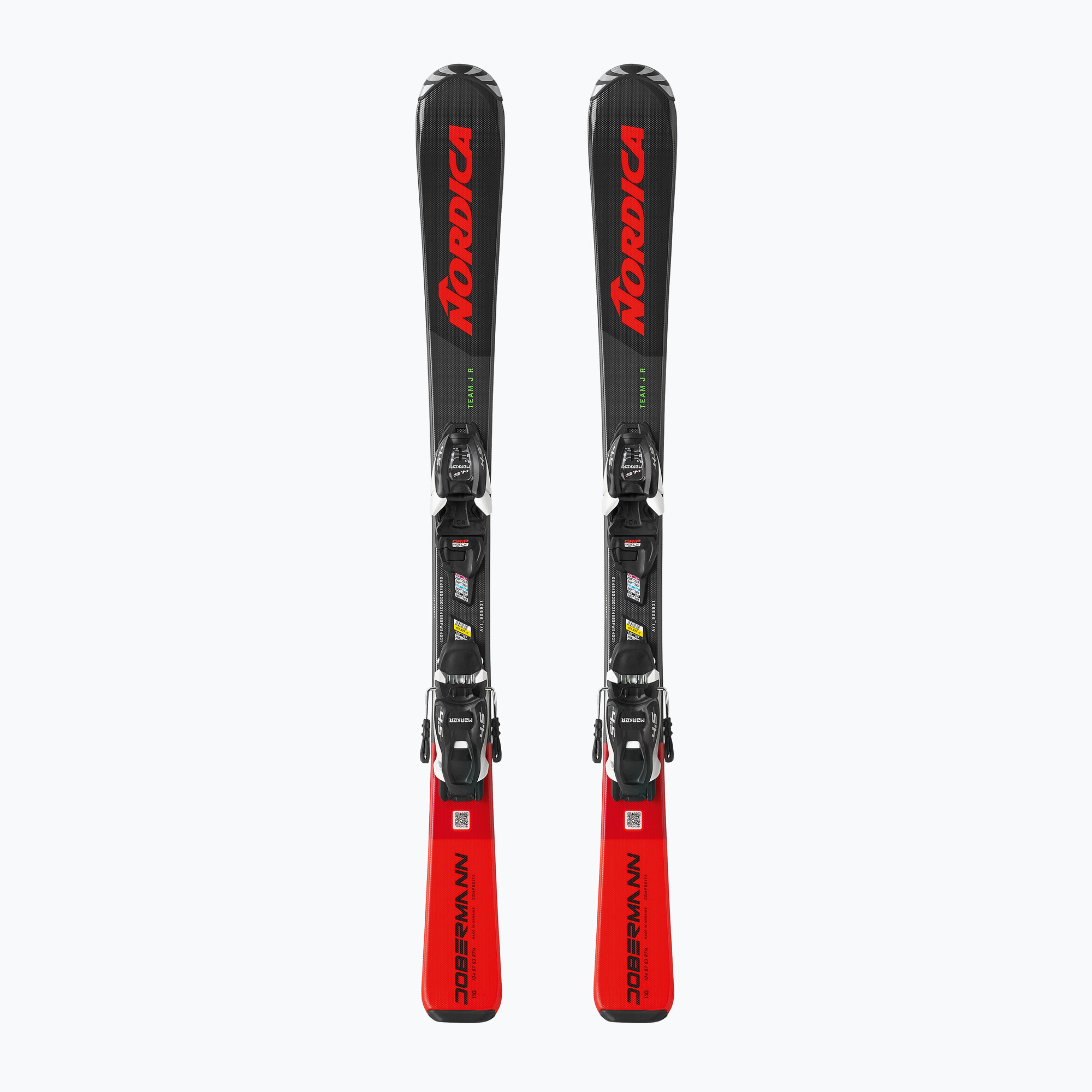 Sci da discesa per bambini Nordica Team J R (100-140) + attacchi J4.5 FDT nero/rosso
