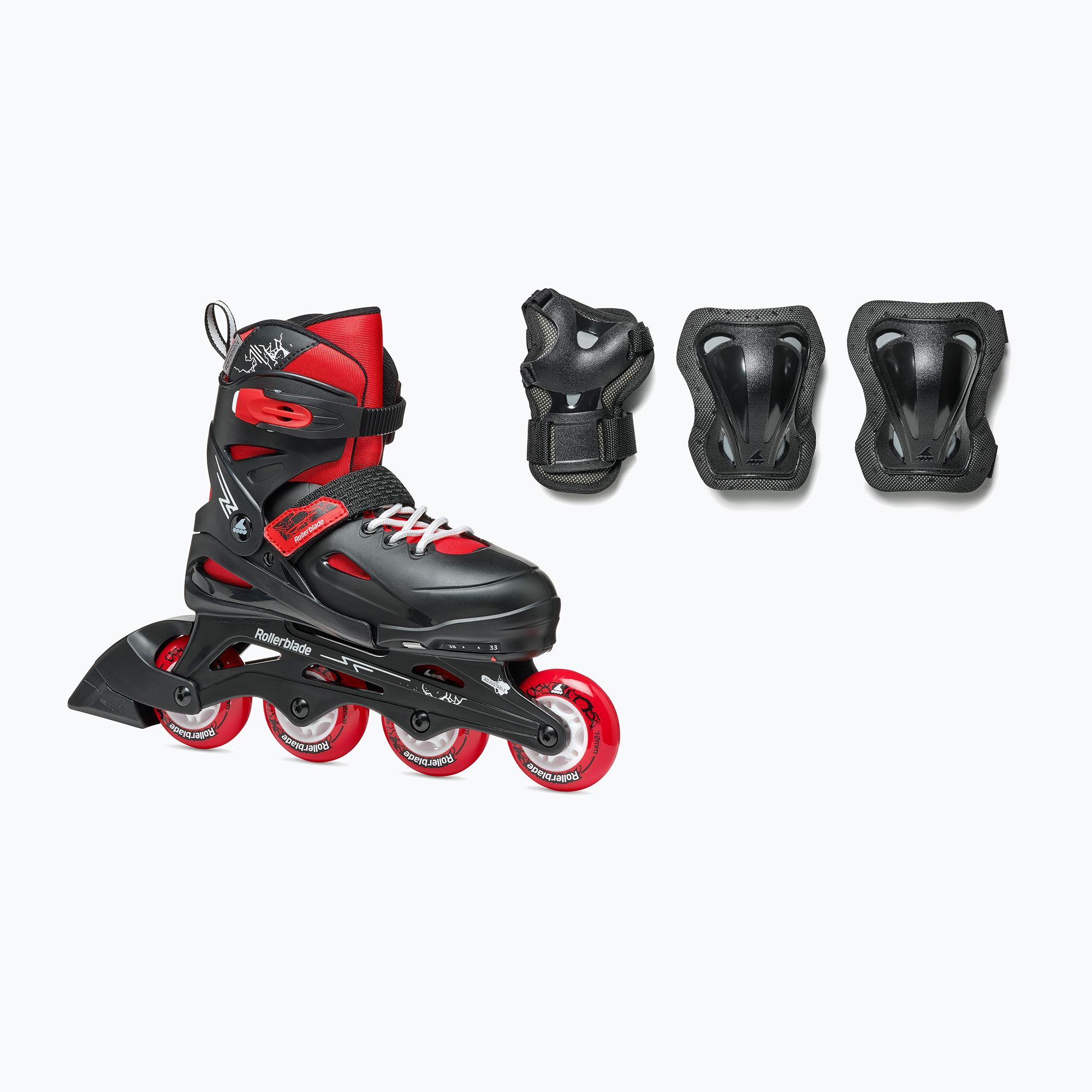 Rolki dziecięce z ochraniaczami Rollerblade Fury Combo Jr black/red 