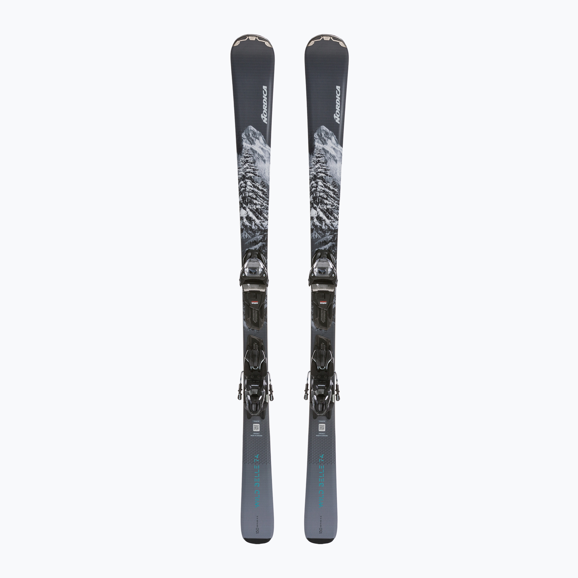 Women's downhill skis Nordica Wild Belle 74 + TP2 COMP10 FDT grey/white (150 cm)
