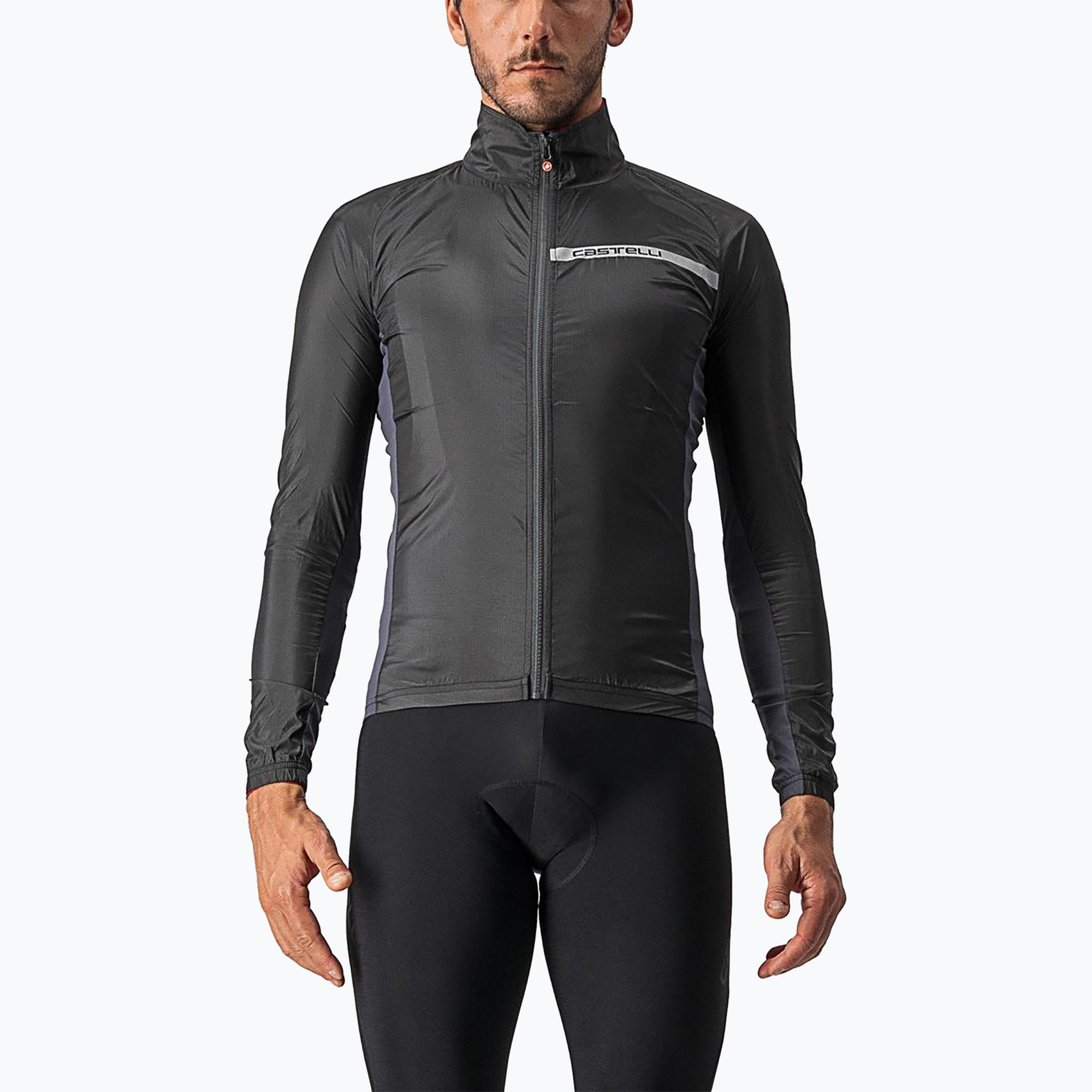 Мъжко яке за колоездене Castelli Squadra Stretch light black/dark grey