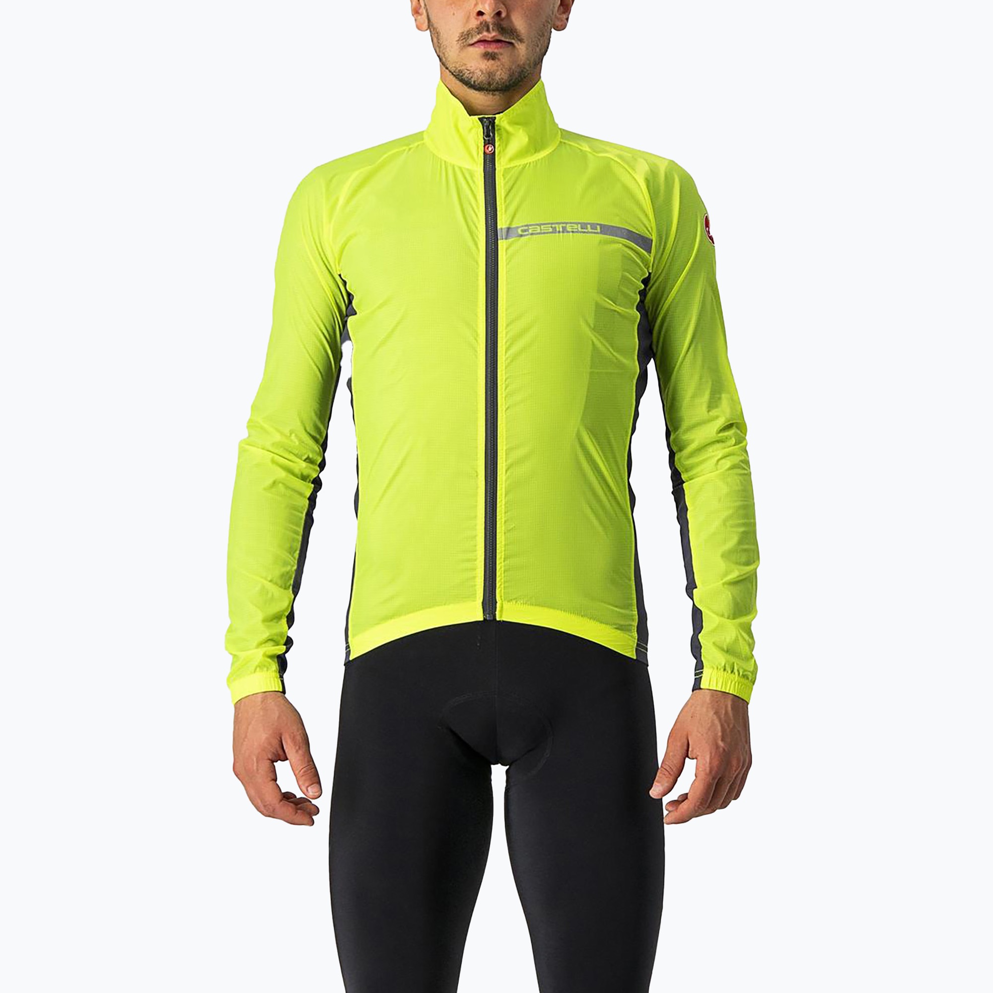 Мъжко яке за колоездене Castelli Squadra Stretch electric lime/dark grey