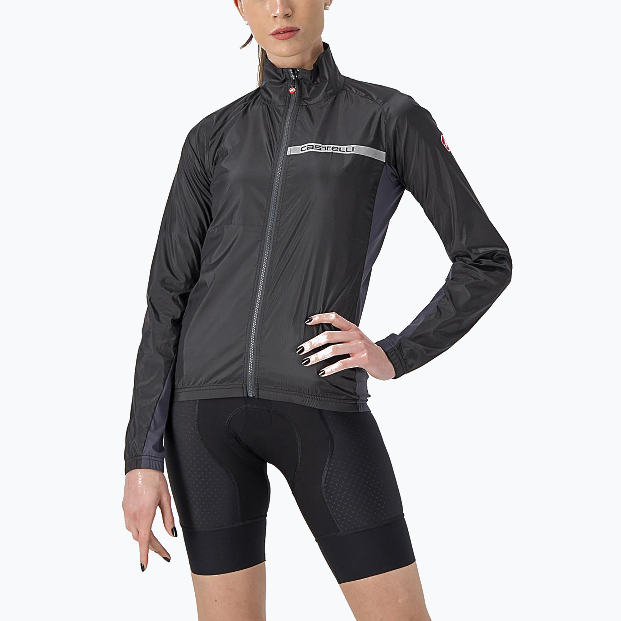 Дамско яке за колоездене Castelli Squadra Stretch light black/dark grey