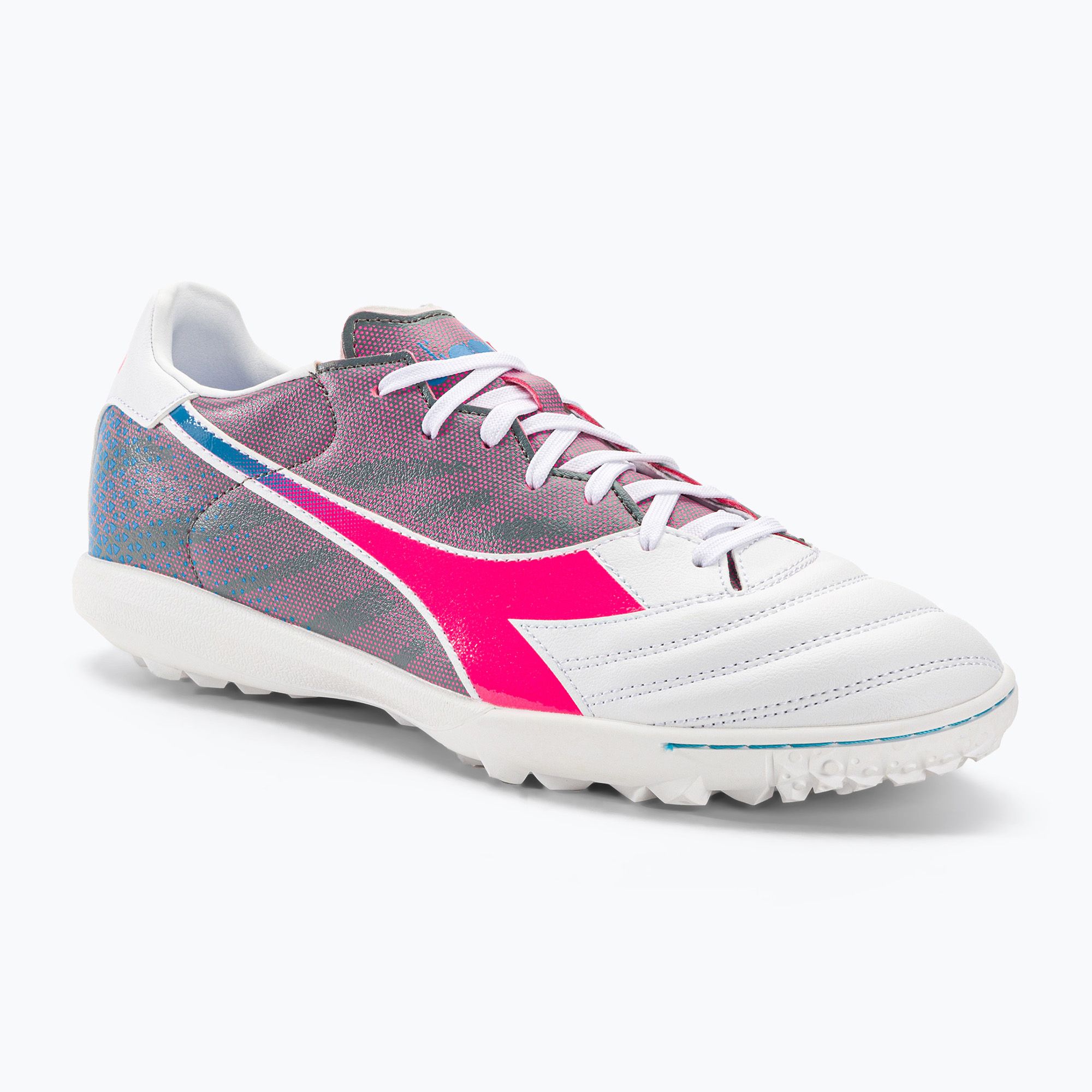 Buty piłkarskie męskie Diadora Brasil Elite Veloce GR TFR white/pink fluo/blue fluo 