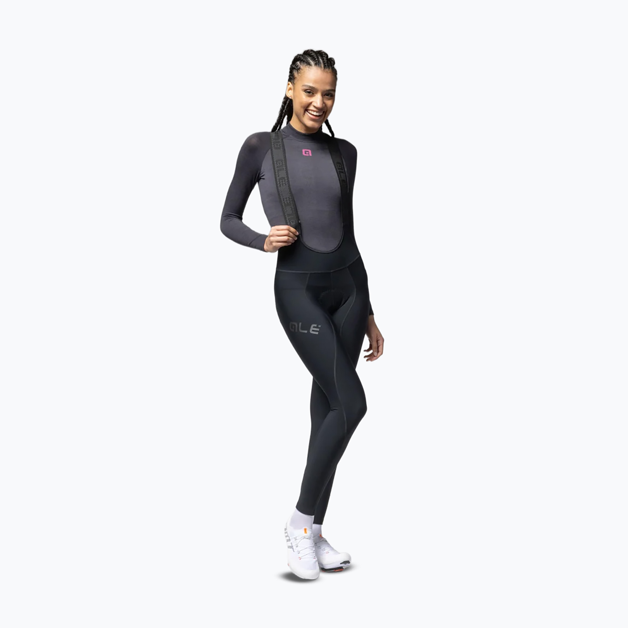 Дамски колоездачни панталони Alé Winter Bibtights nero/black