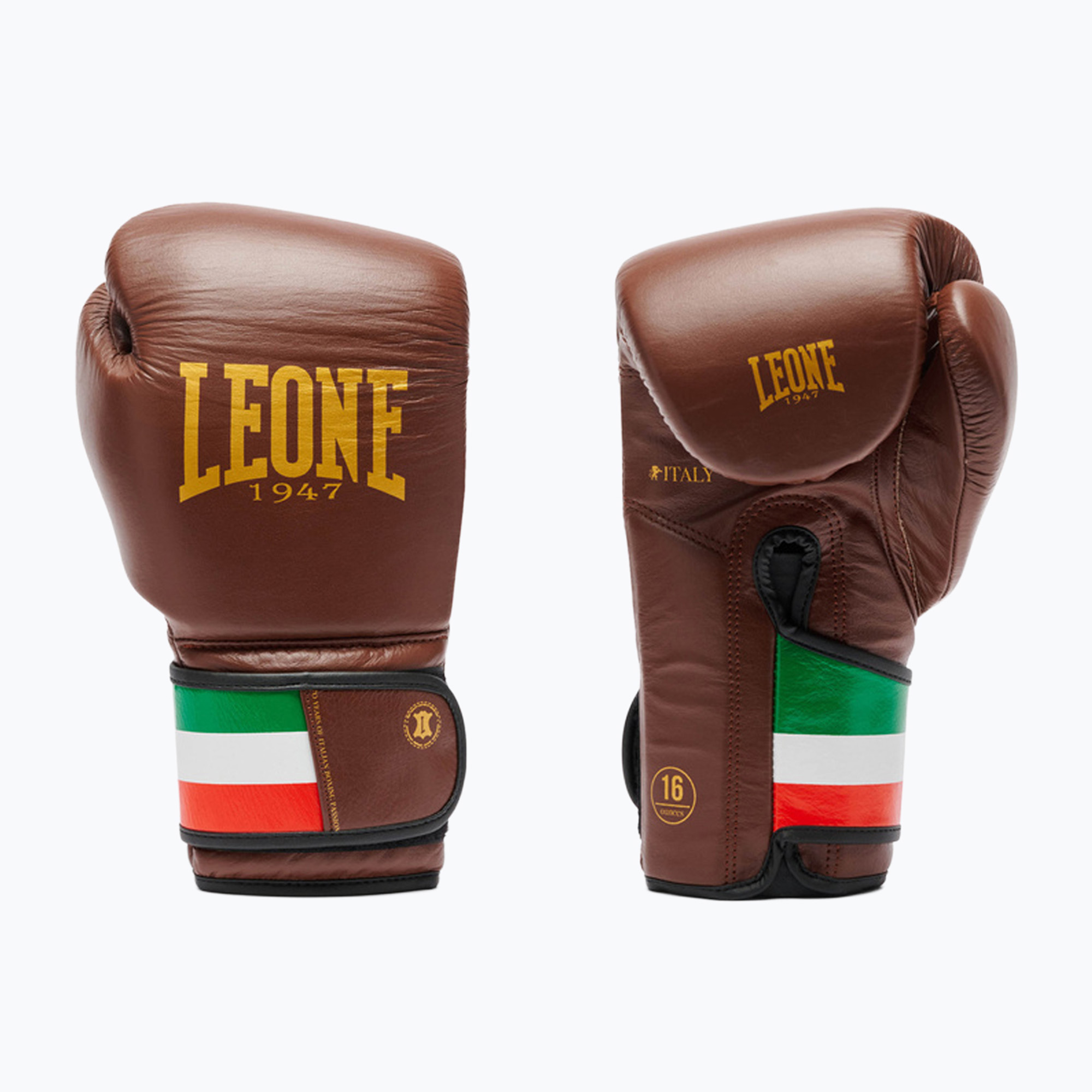 Боксови ръкавици LEONE 1947 Italy '47 black/white/brown