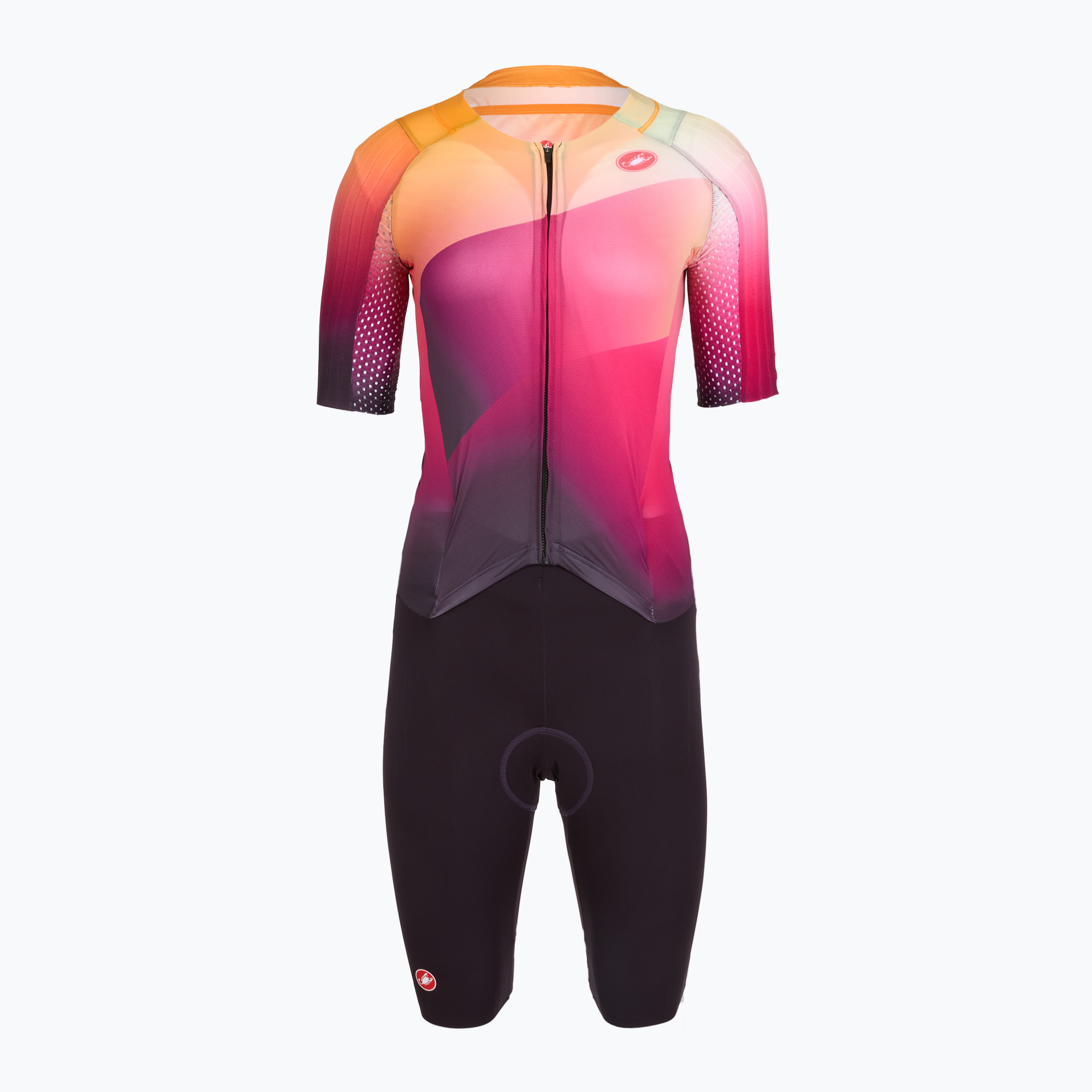 Дамски велосипеден гащеризон Castelli Free Sanremo 3 SS W dark night shade/vivid orange-bright rose