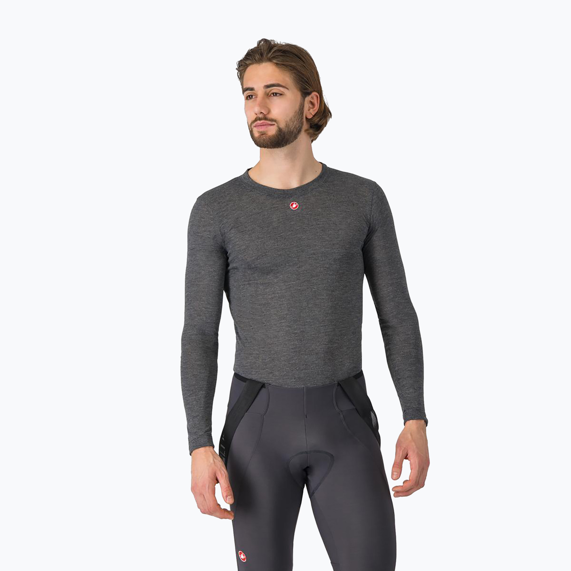 Мъжка велосипедна блуза с дълъг ръкав Castelli Medio Base Layer melange gray