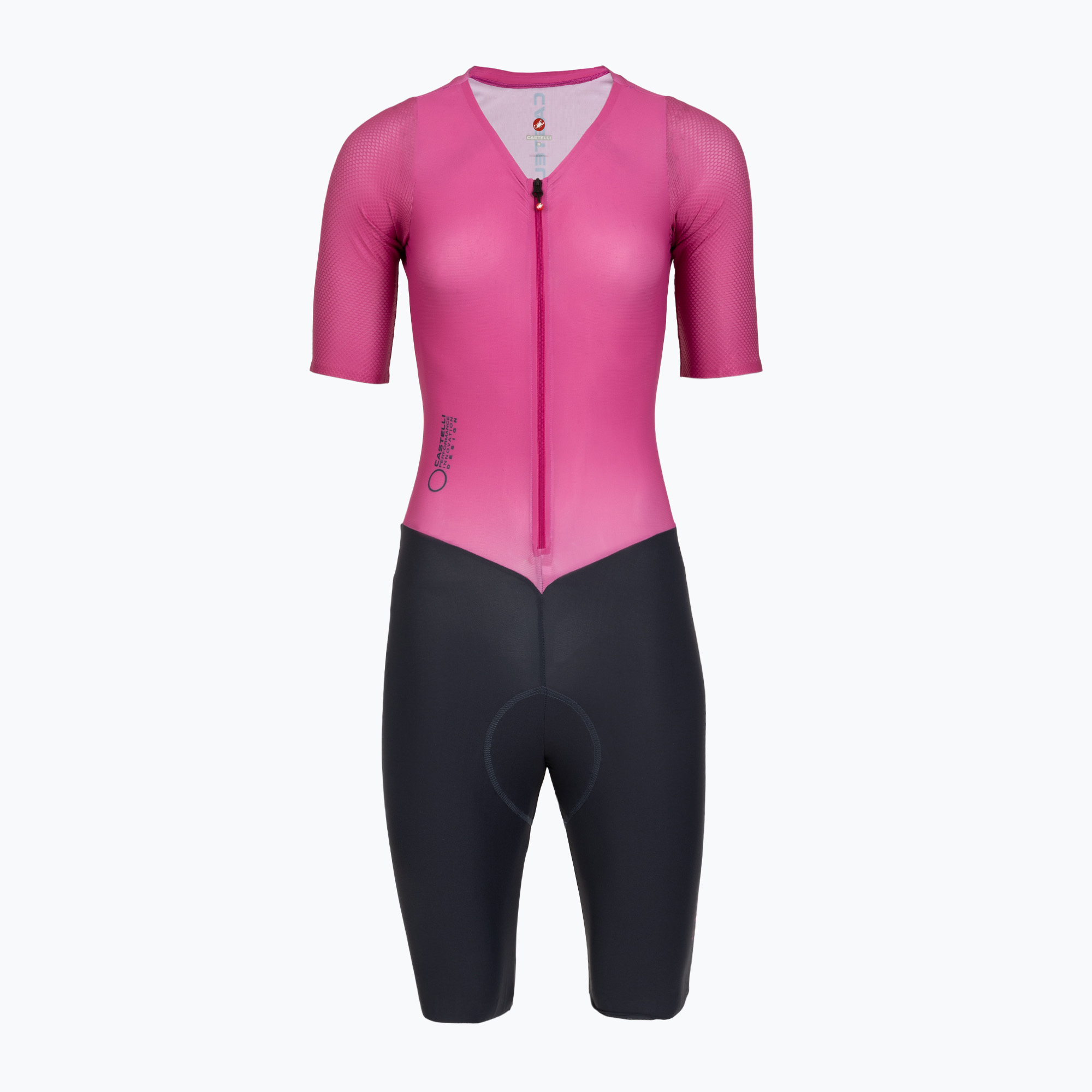 Дамски велосипеден гащеризон Castelli Movement Suit W violet pink/twilight blue