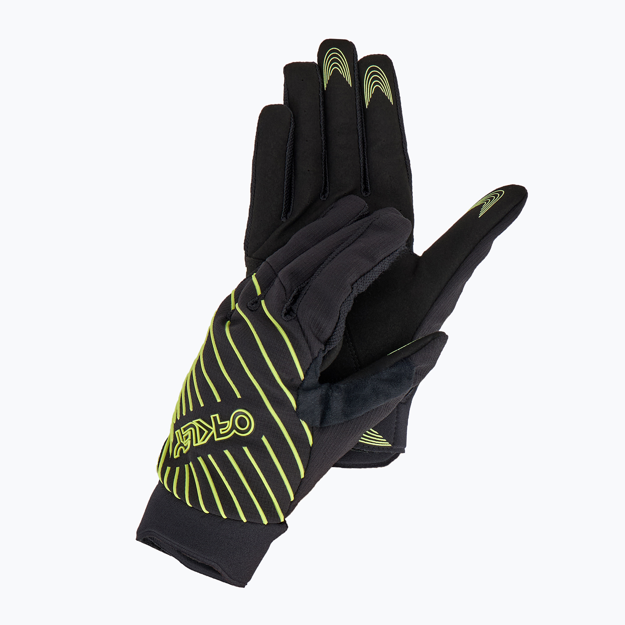 Cyklistické rukavice Oakley Drop In MTB Glove 2.0 black/lt green (Drop In MTB Glove 2.0 FOS901323)