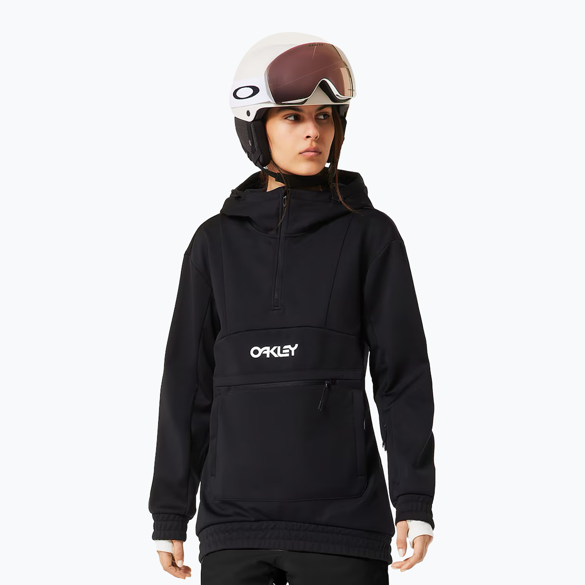 Дамски софтшел суитшърт  Oakley TNP Nose Grab Softshell Hoodie blackout/white