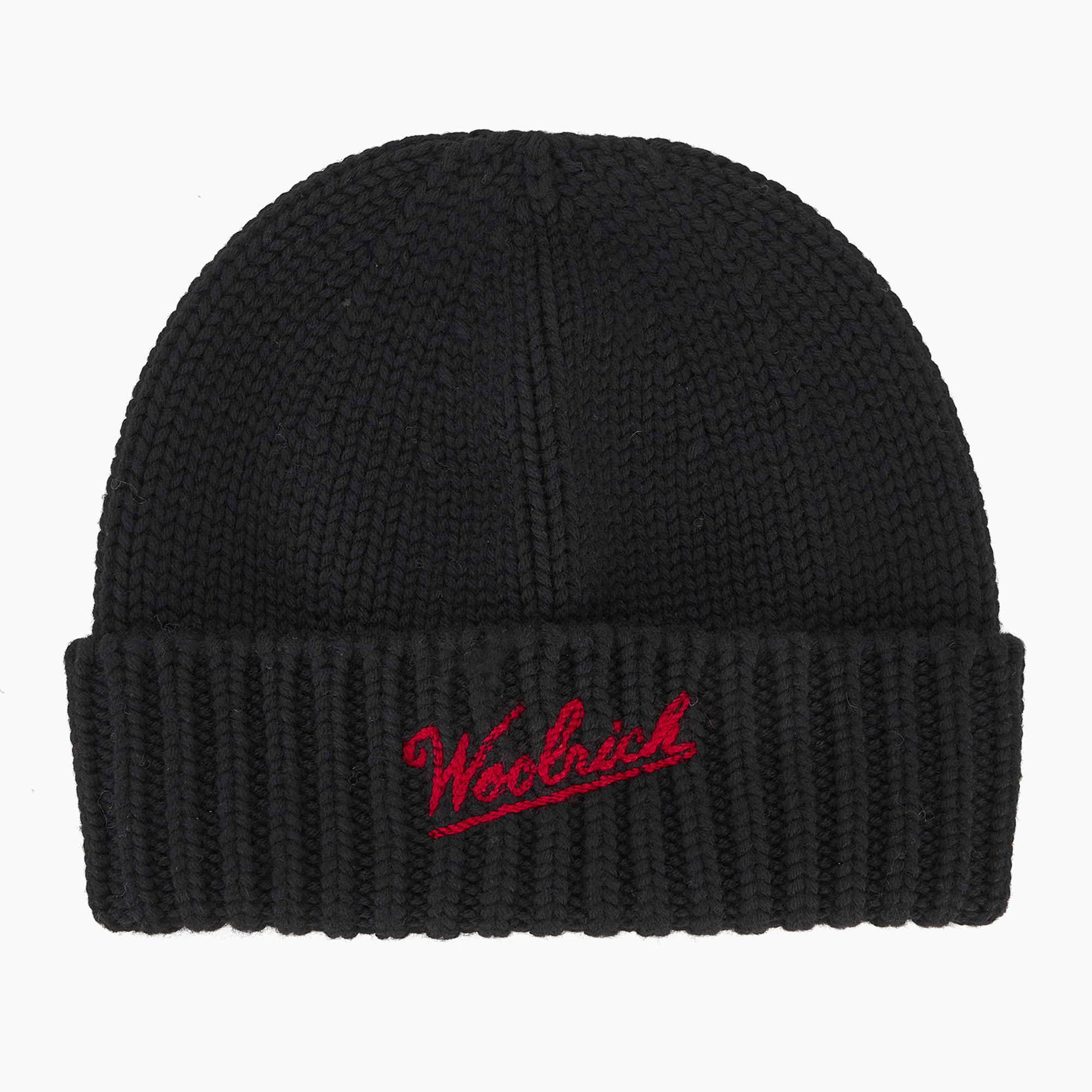Czapka zimowa męska Woolrich Merino Wool Logo Beanie black 