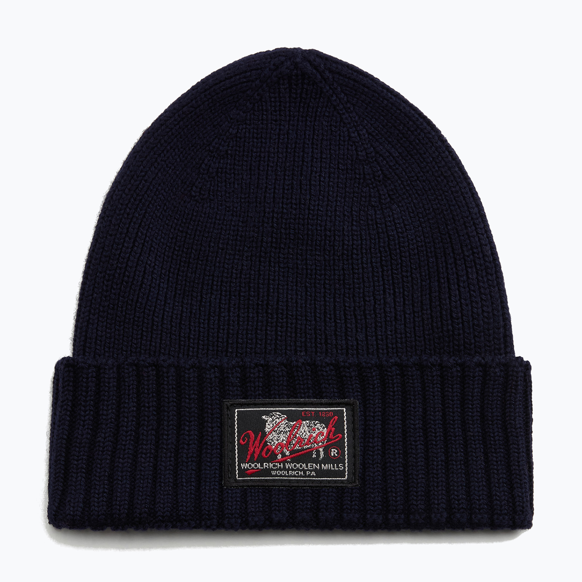 Pánska zimná čiapka Woolrich Legacy Patch Beanie melton blue