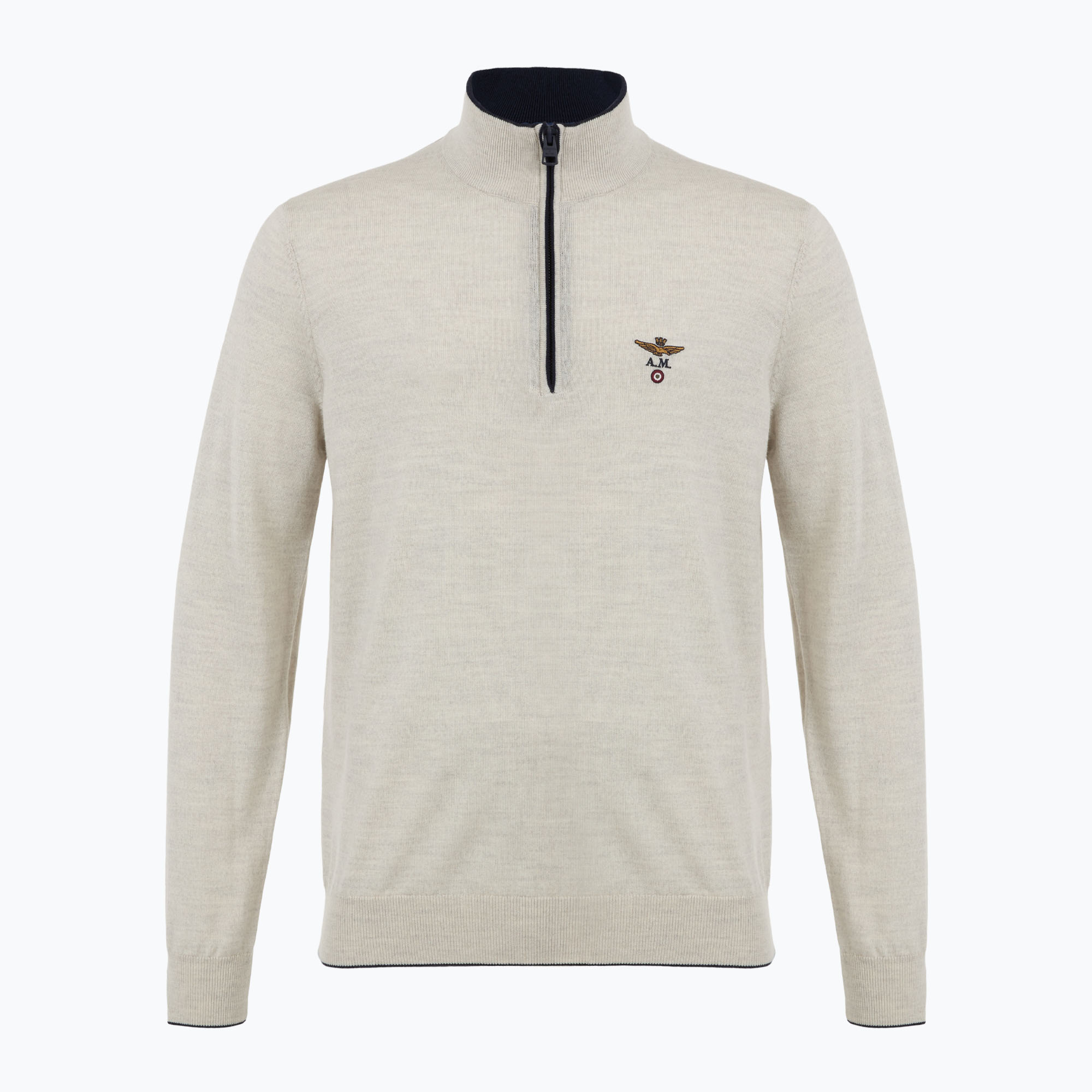 Sweter męski Aeronautica Militare 1/2 Zip sand melange 