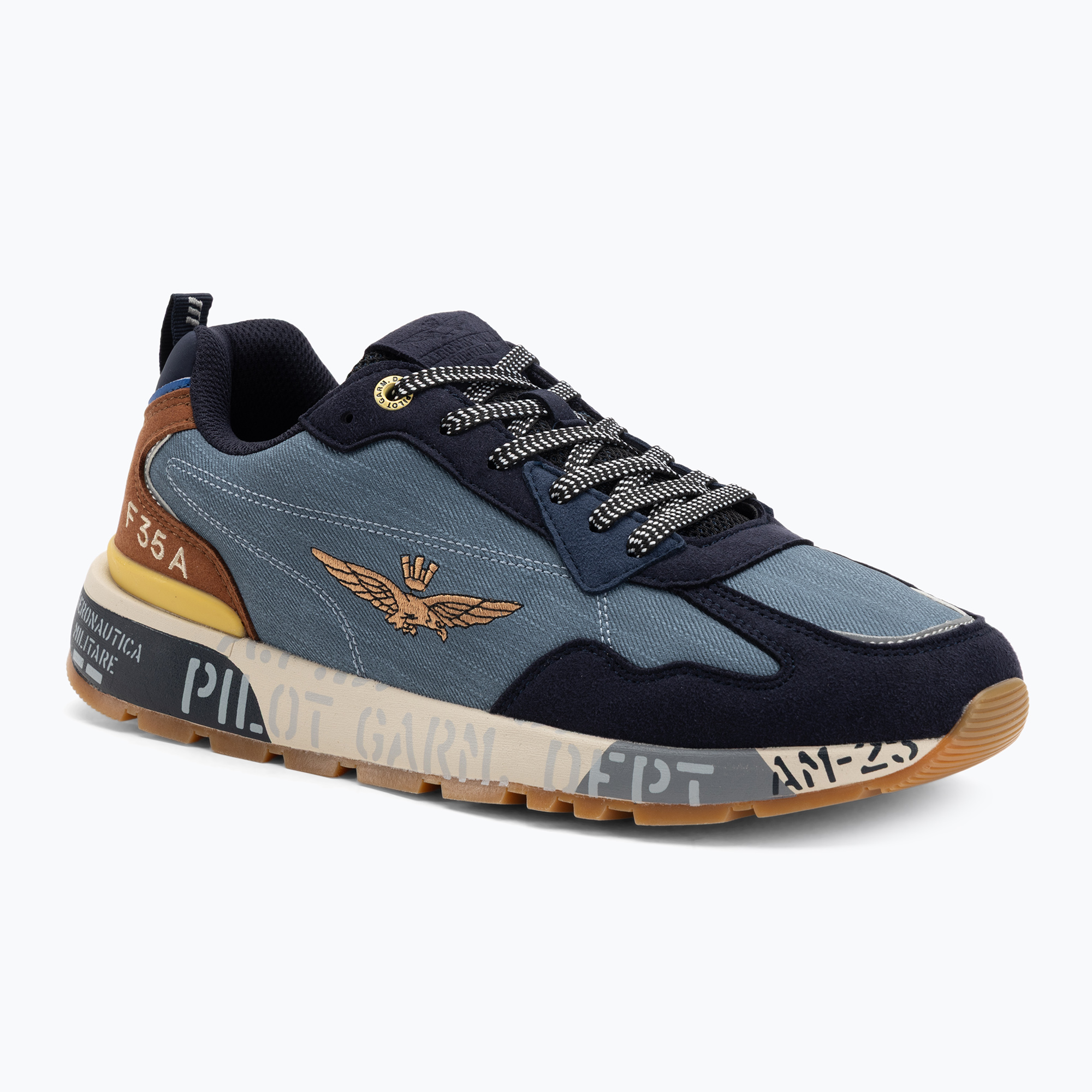 Buty męskie Aeronautica Militare 252SC0276UCT03380 multicolor jeans/marrone 